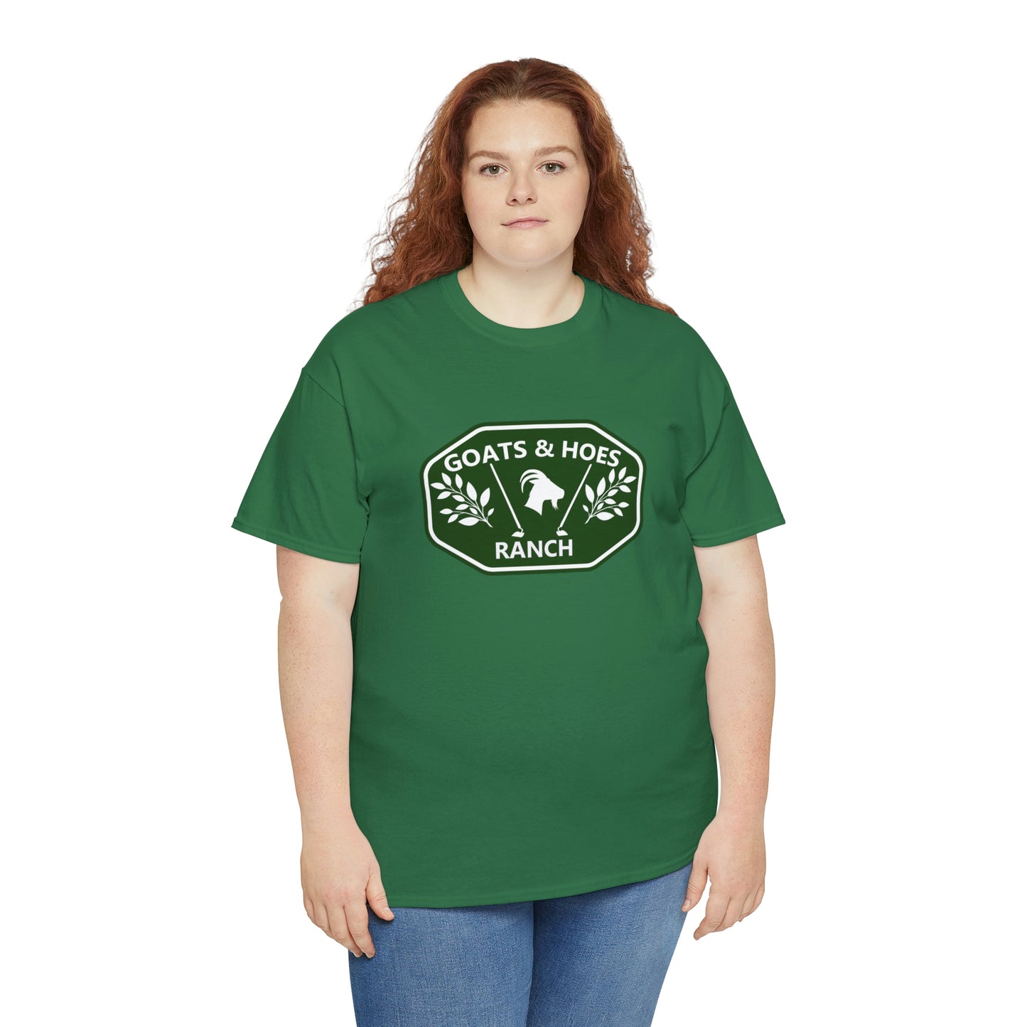 "Goats & Hoes Ranch" One Sided Unisex Heavy Cotton Tee - Printed on Front