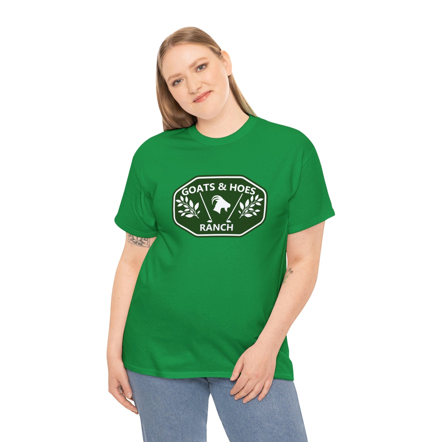 "Goats & Hoes Ranch" One Sided Unisex Heavy Cotton Tee - Printed on Front