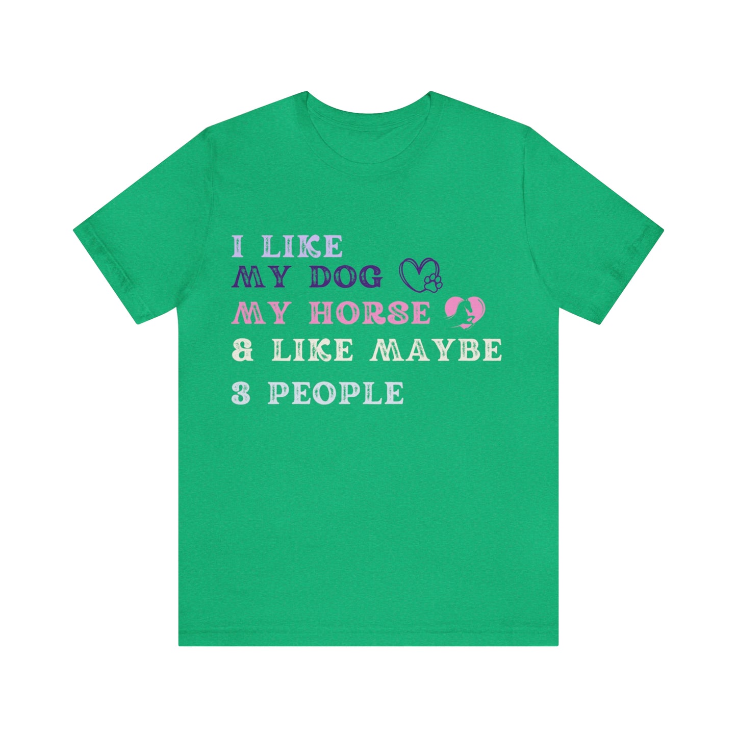 "Dog, Horse & 3 People" One Sided Unisex Jersey Short Sleeve Tee (Printed on Front)