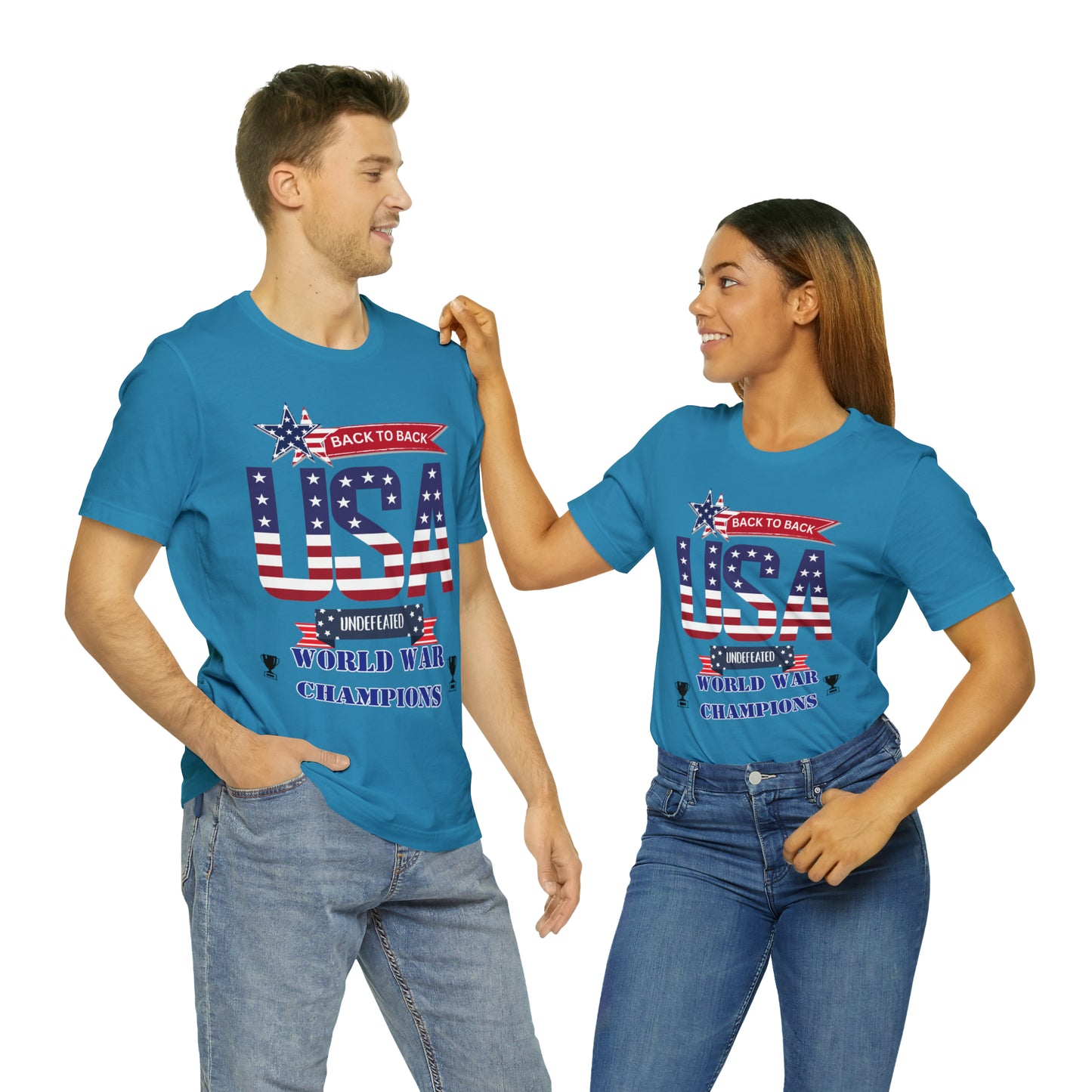 Back to Back World War Champions USA One Sided Unisex Jersey Short Sleeve Tee (Printed on front)