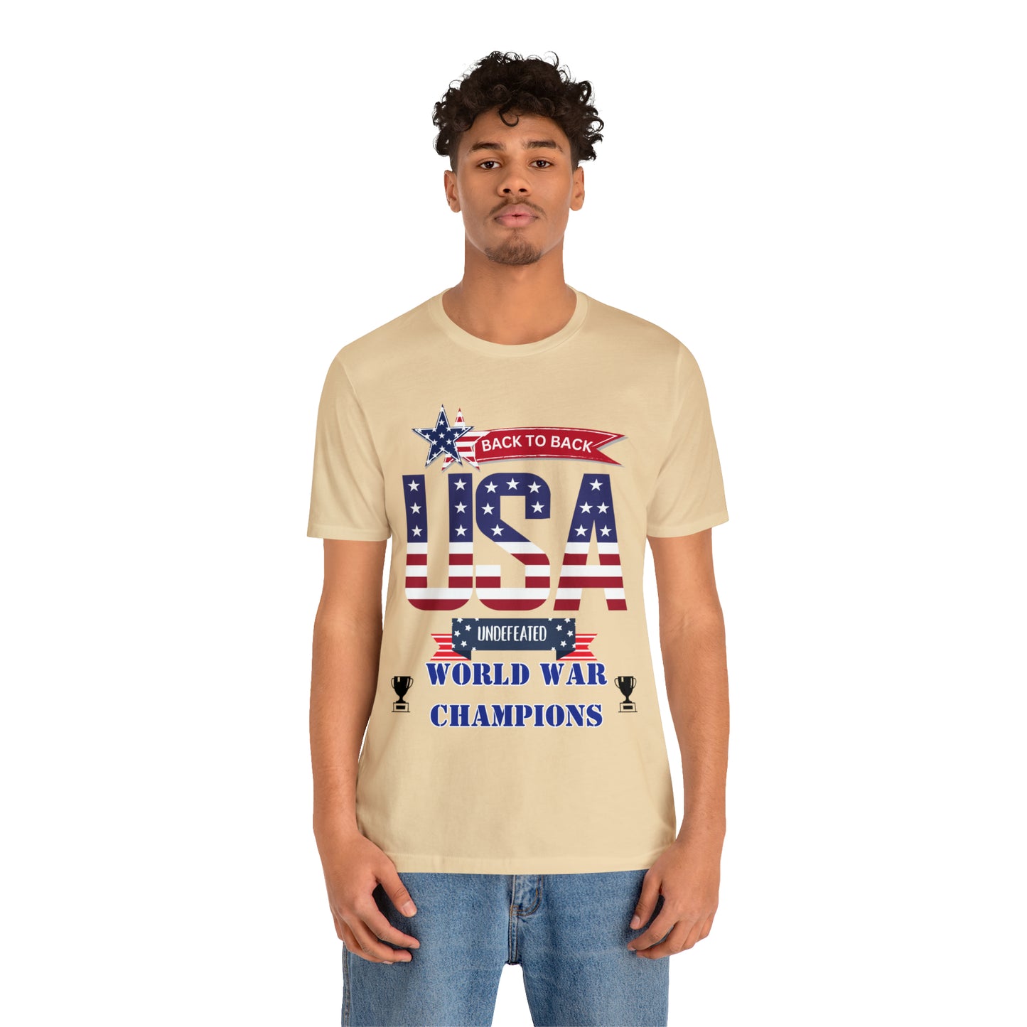 Back to Back World War Champions USA One Sided Unisex Jersey Short Sleeve Tee (Printed on front)