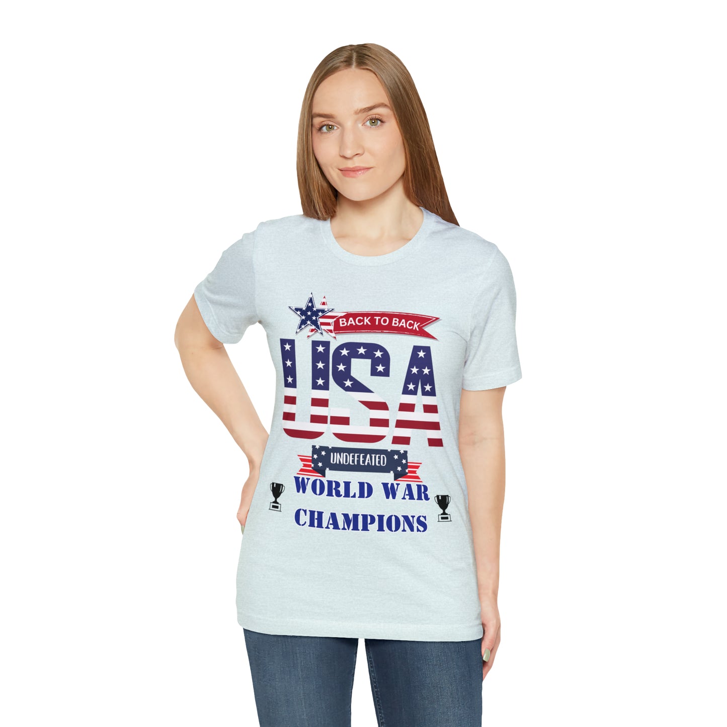 Back to Back World War Champions USA One Sided Unisex Jersey Short Sleeve Tee (Printed on front)