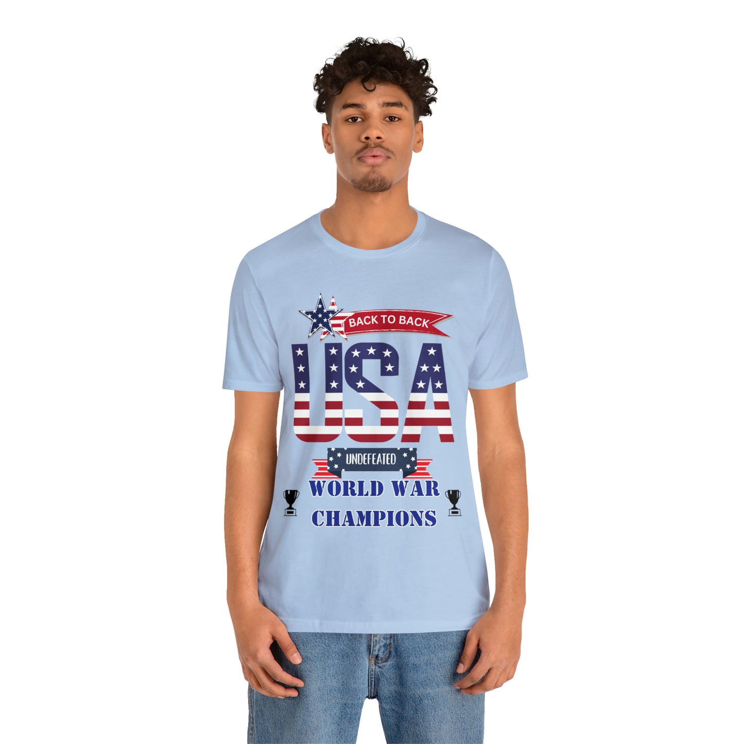 Back to Back World War Champions USA One Sided Unisex Jersey Short Sleeve Tee (Printed on front)