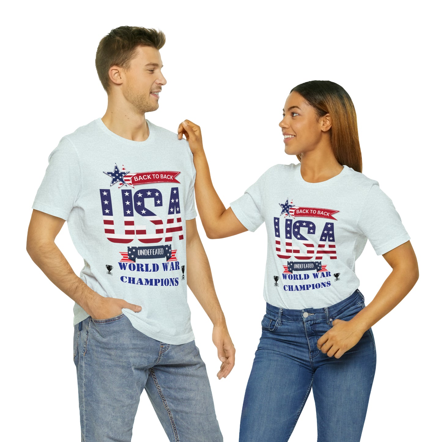 Back to Back World War Champions USA One Sided Unisex Jersey Short Sleeve Tee (Printed on front)