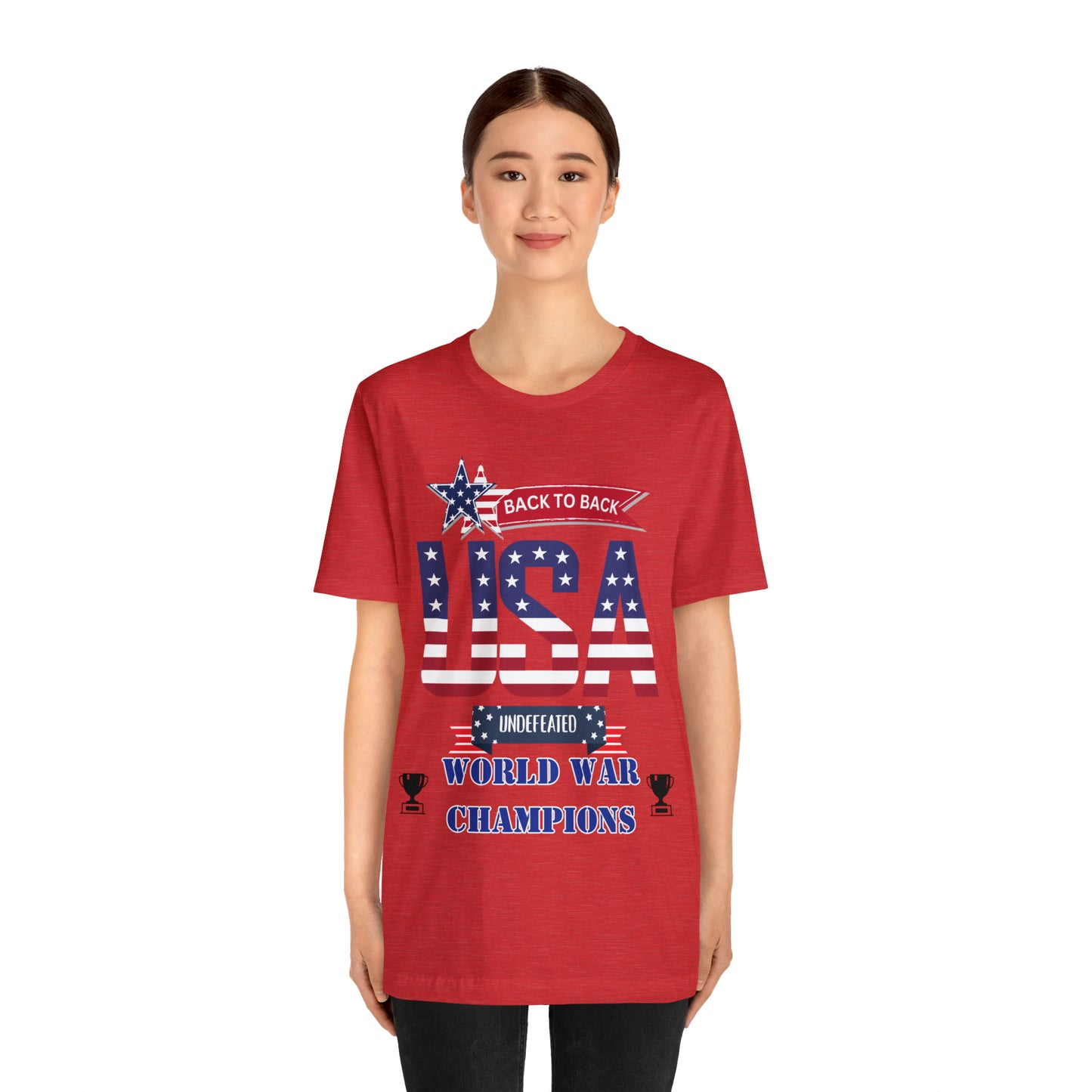 Back to Back World War Champions USA One Sided Unisex Jersey Short Sleeve Tee (Printed on front)