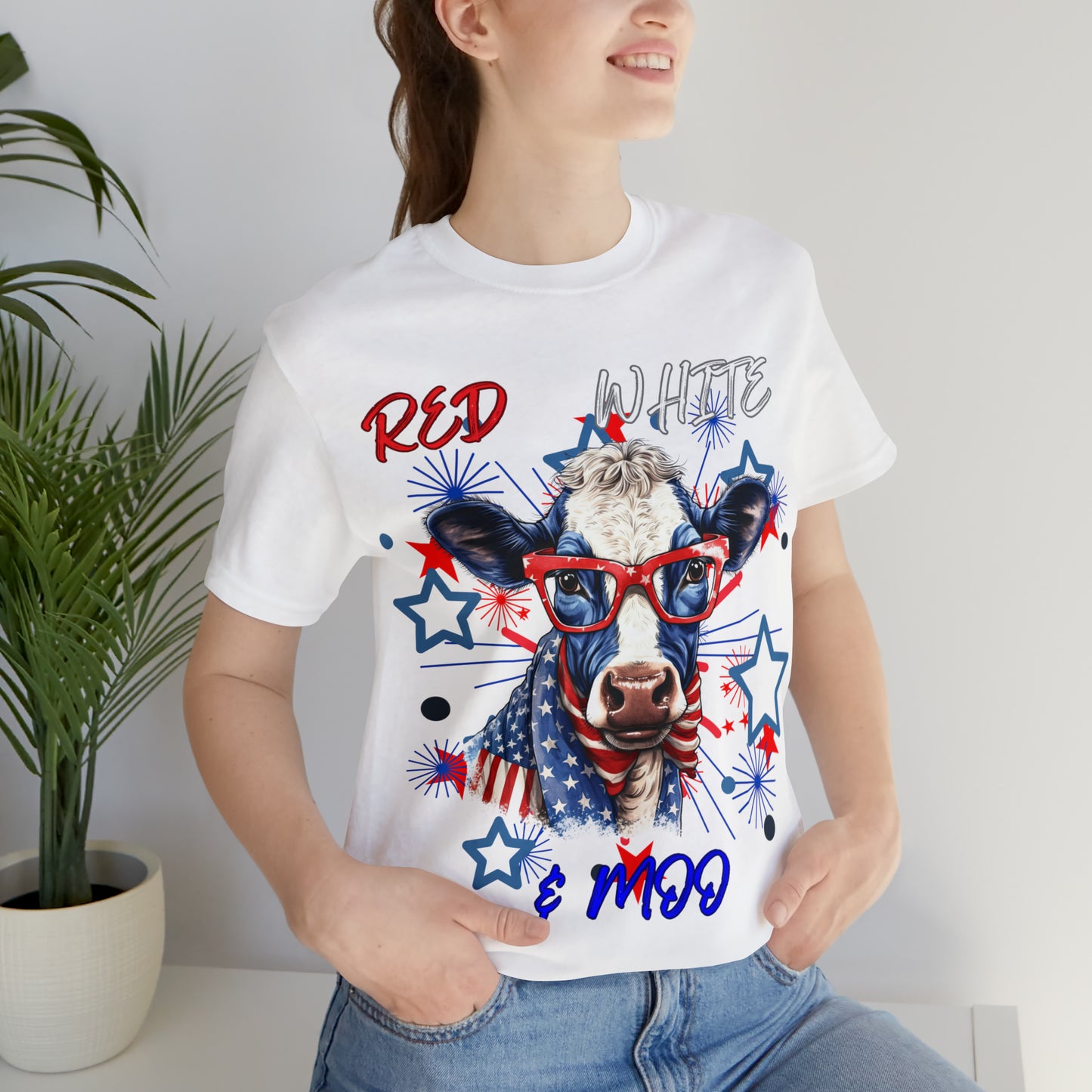 Red White & Moo One Sided Unisex Jersey Short Sleeve Tee (Printed on front)