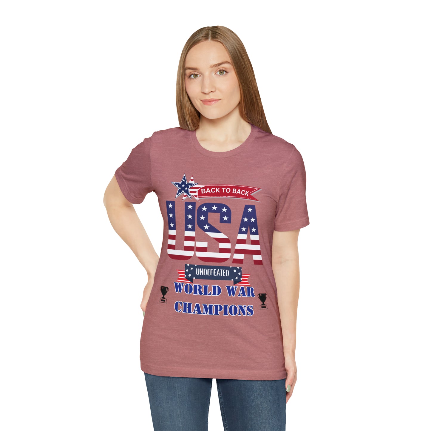 Back to Back World War Champions USA One Sided Unisex Jersey Short Sleeve Tee (Printed on front)