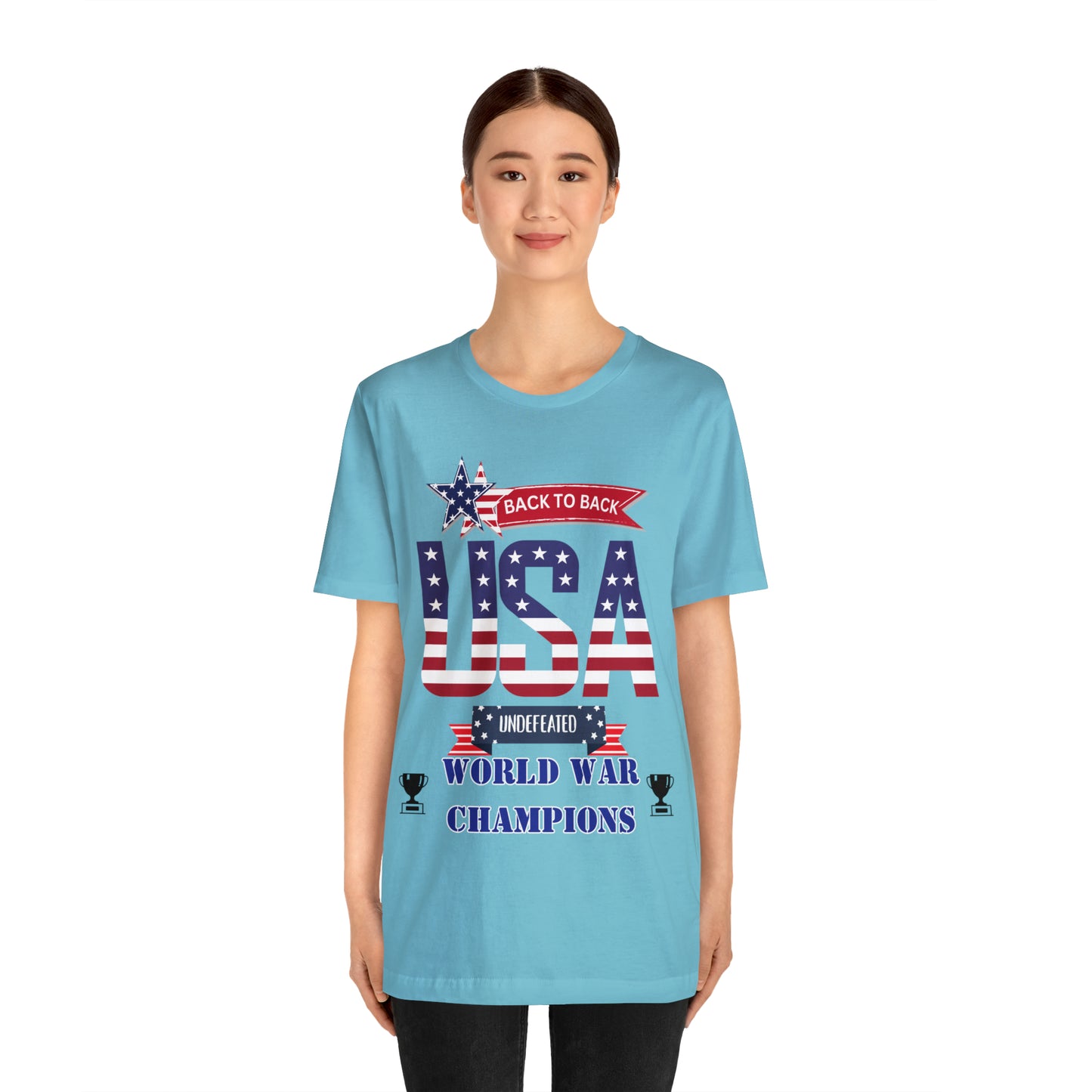 Back to Back World War Champions USA One Sided Unisex Jersey Short Sleeve Tee (Printed on front)