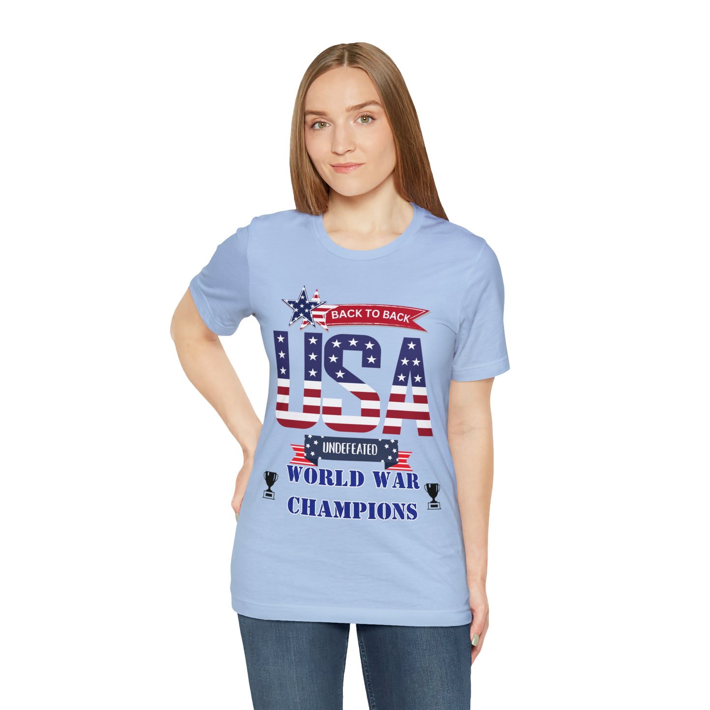 Back to Back World War Champions USA One Sided Unisex Jersey Short Sleeve Tee (Printed on front)