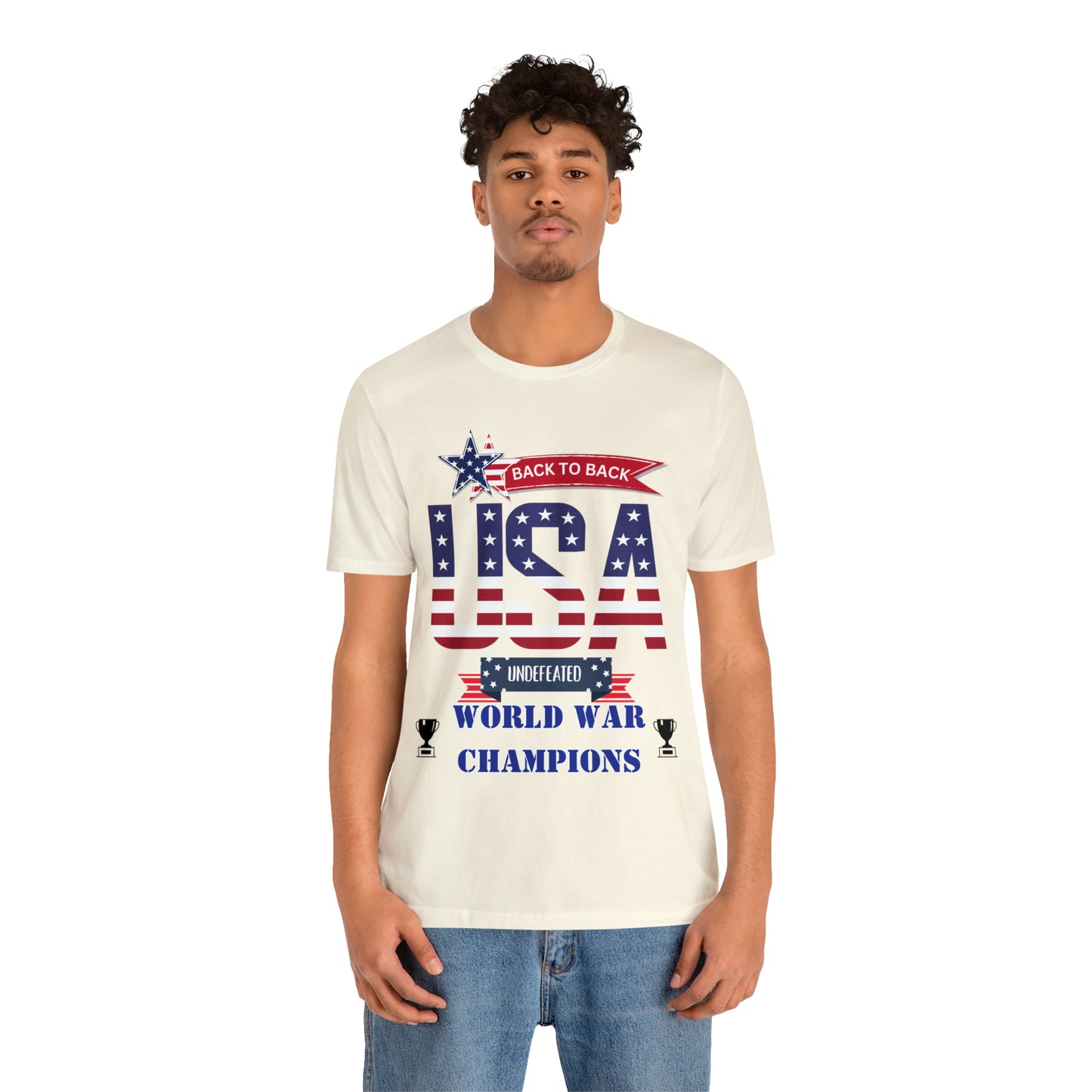 Back to Back World War Champions USA One Sided Unisex Jersey Short Sleeve Tee (Printed on front)