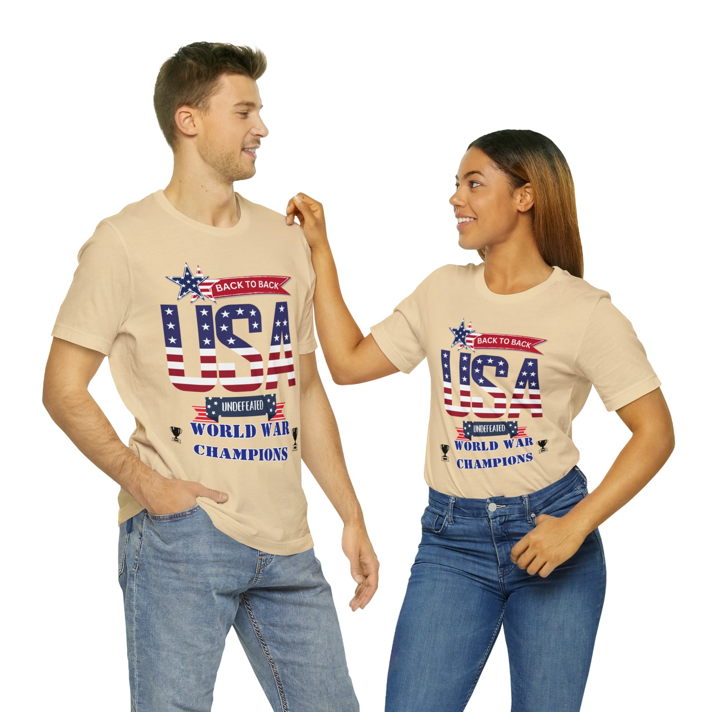 Back to Back World War Champions USA One Sided Unisex Jersey Short Sleeve Tee (Printed on front)