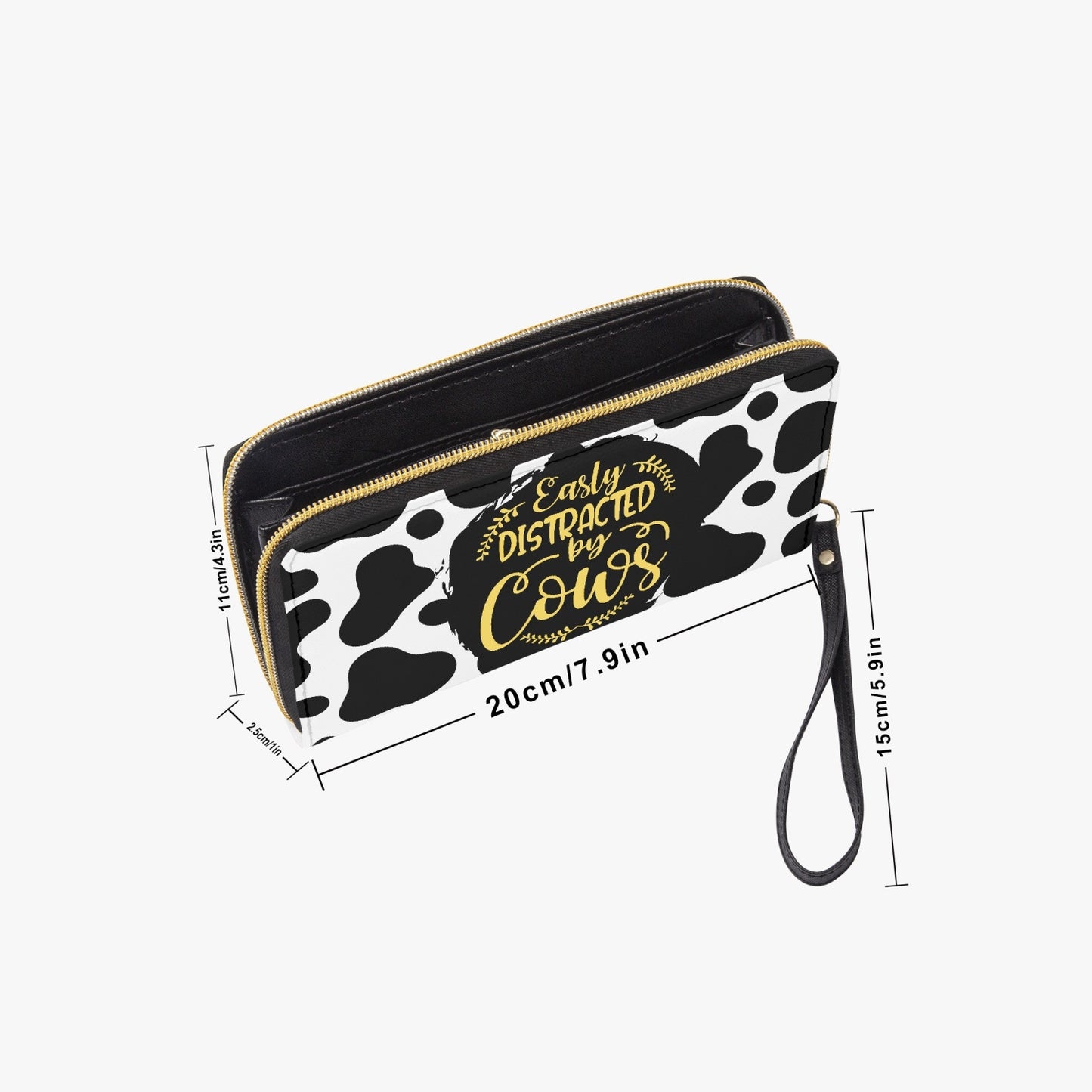 Easily Distracted by Cows Leather Wristlet Clutch Wallet