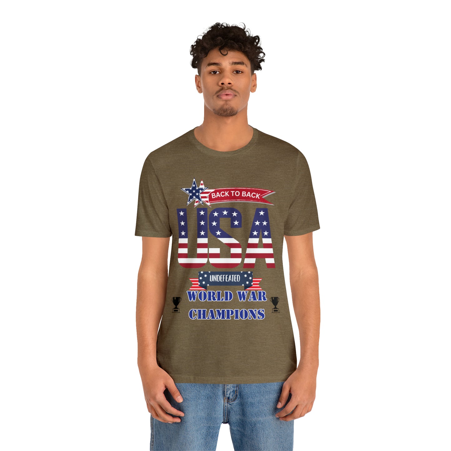 Back to Back World War Champions USA One Sided Unisex Jersey Short Sleeve Tee (Printed on front)