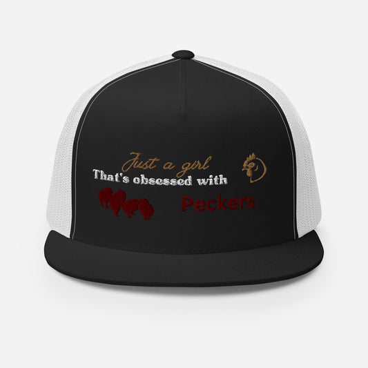 Funny Farming Hat Trucker Cap Just a Girl Obsessed with Peckers Chickens