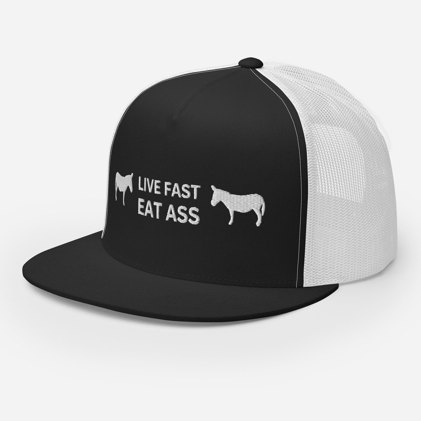 Funny Farming Trucker Cap Hat Live Fast Eat Ass Donkey