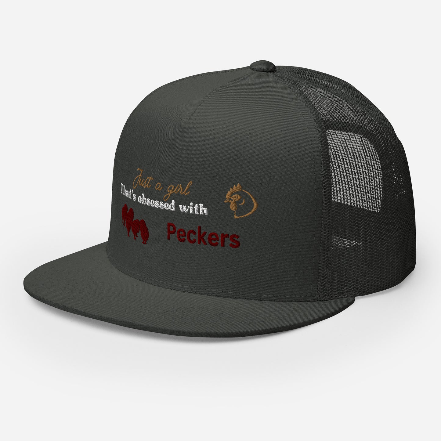 Funny Farming Hat Trucker Cap Just a Girl Obsessed with Peckers Chickens