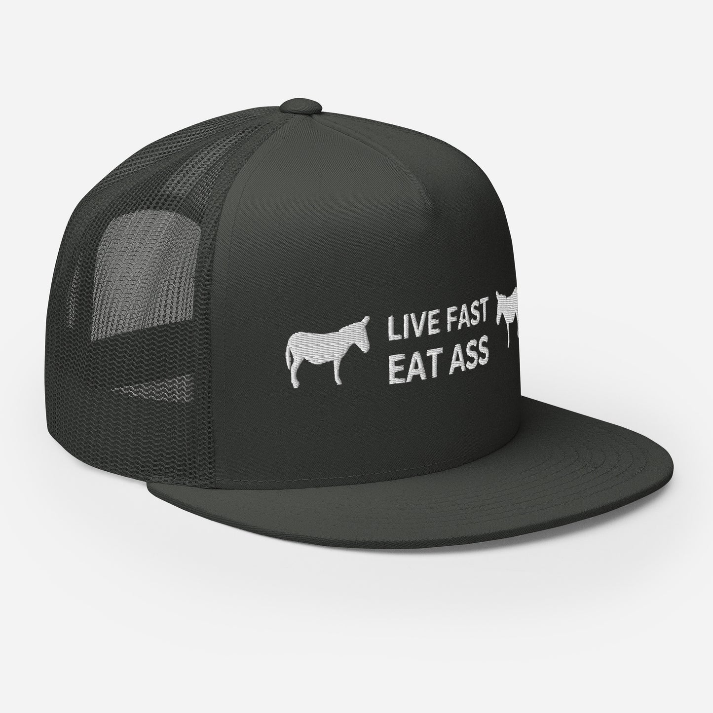 Funny Farming Trucker Cap Hat Live Fast Eat Ass Donkey