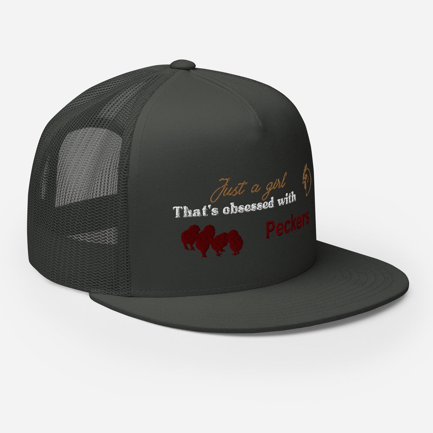 Funny Farming Hat Trucker Cap Just a Girl Obsessed with Peckers Chicken