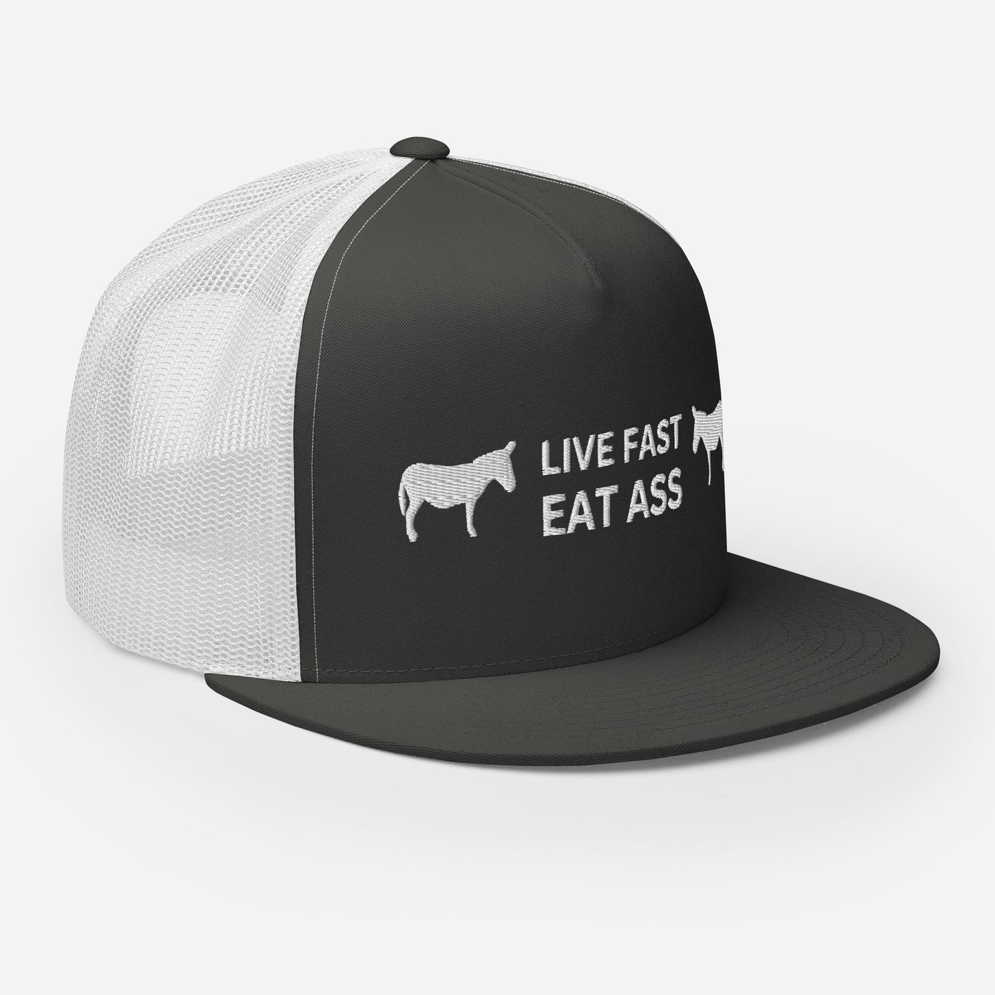 Funny Farming Trucker Cap Hat Live Fast Eat Ass Donkey