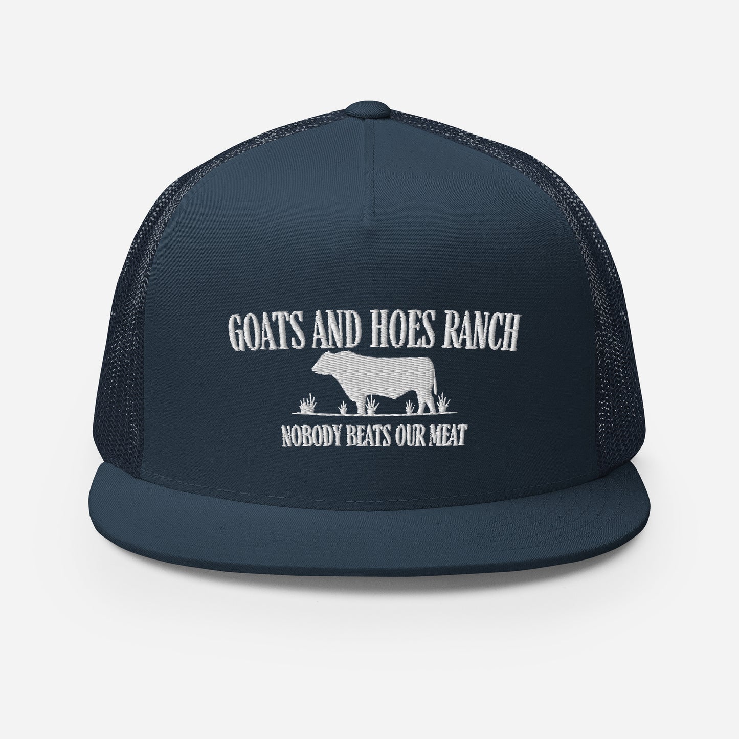 Funny Farming Goats & Hoes Ranch Trucker Cap "Nobody Beats our Meat"