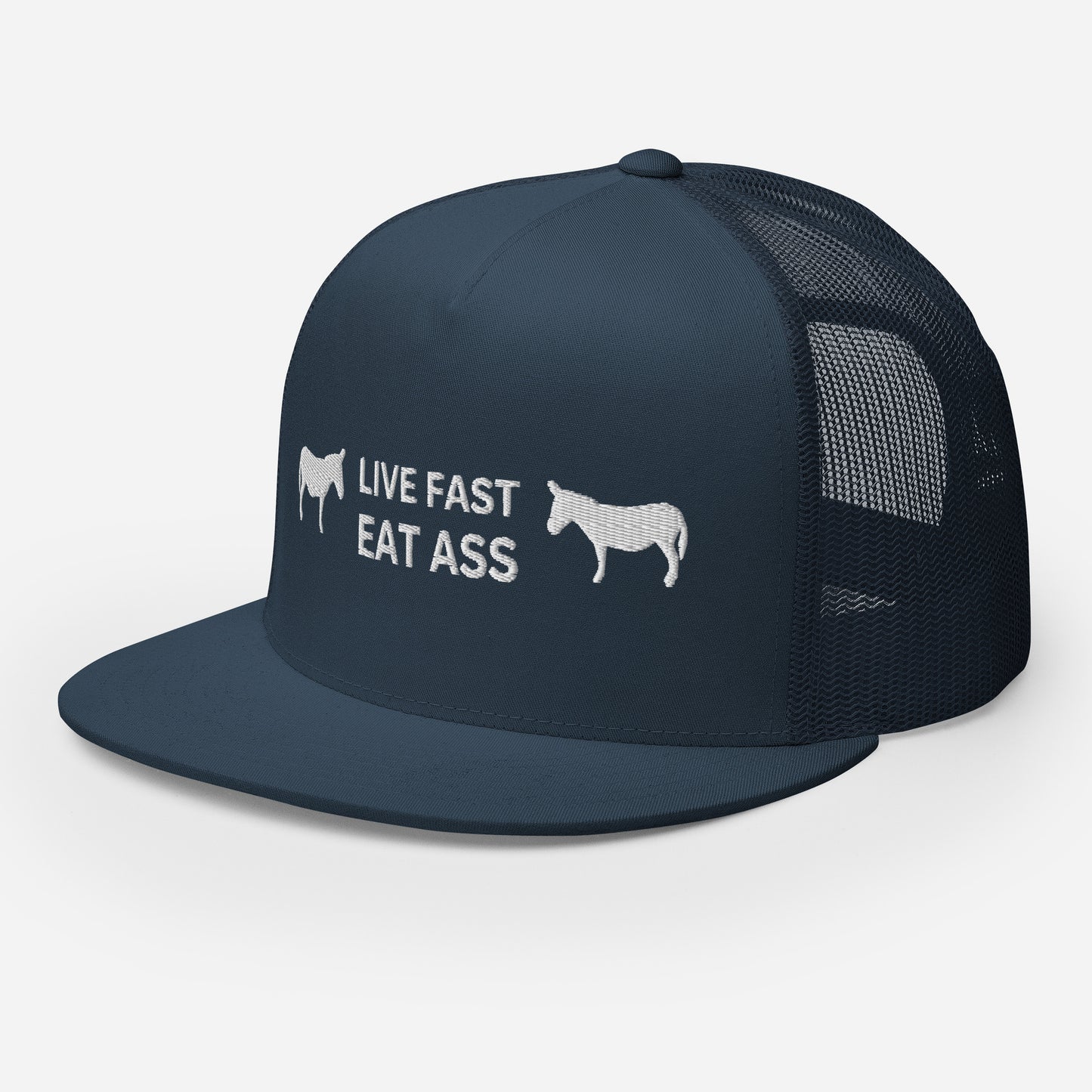 Funny Farming Trucker Cap Hat Live Fast Eat Ass Donkey