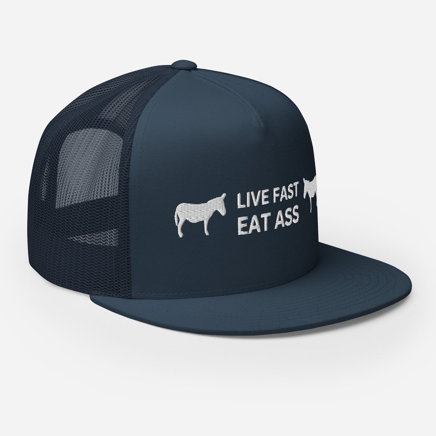 Funny Farming Trucker Cap Hat Live Fast Eat Ass Donkey