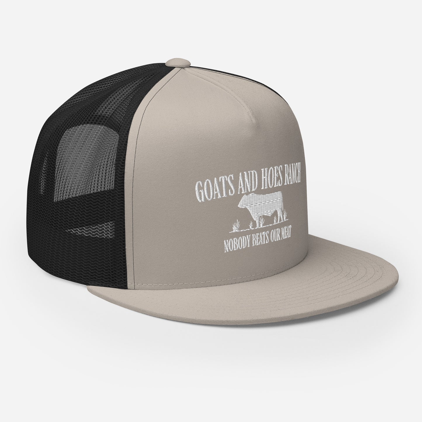 Funny Farming Goats & Hoes Ranch Trucker Cap "Nobody Beats our Meat"