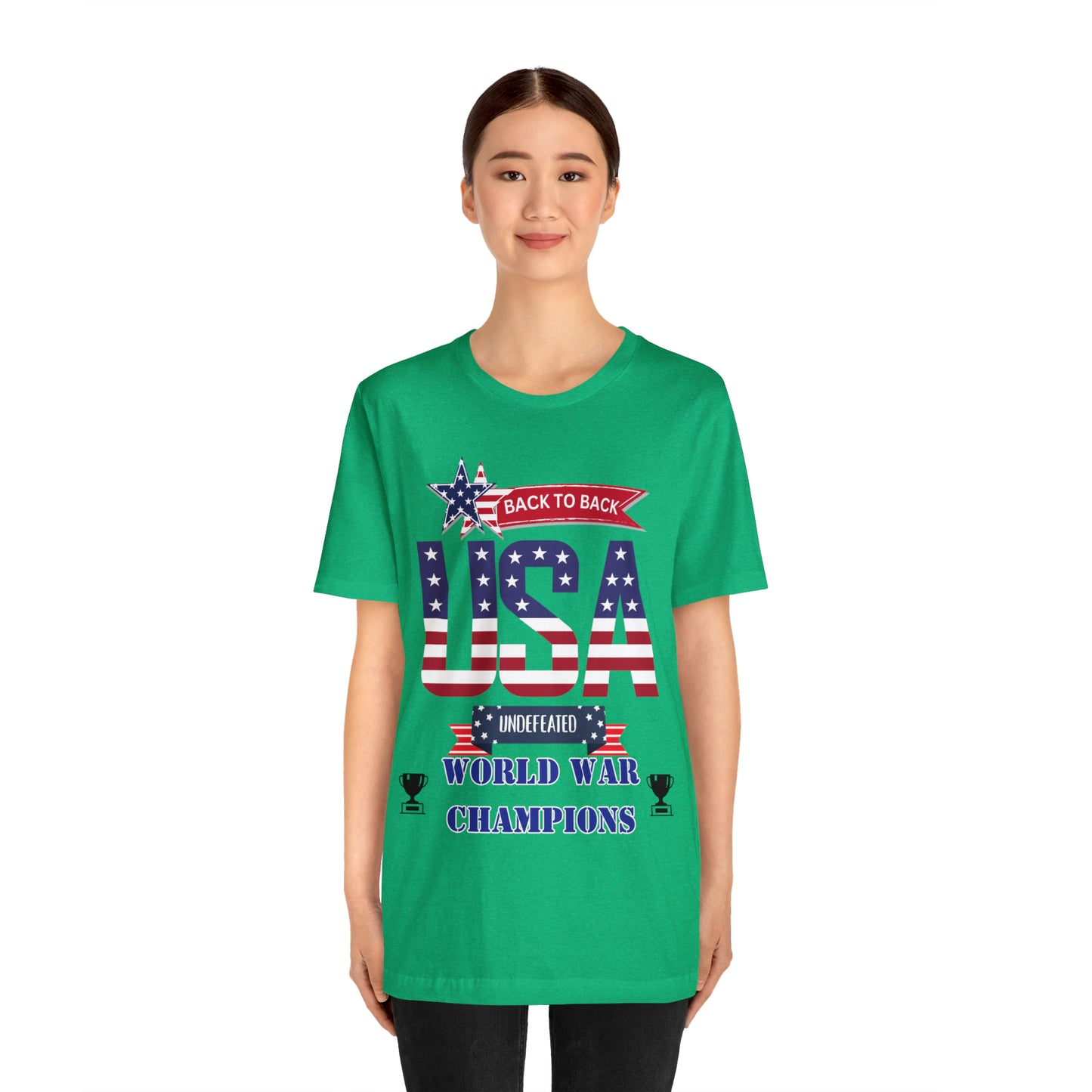 Back to Back World War Champions USA One Sided Unisex Jersey Short Sleeve Tee (Printed on front)