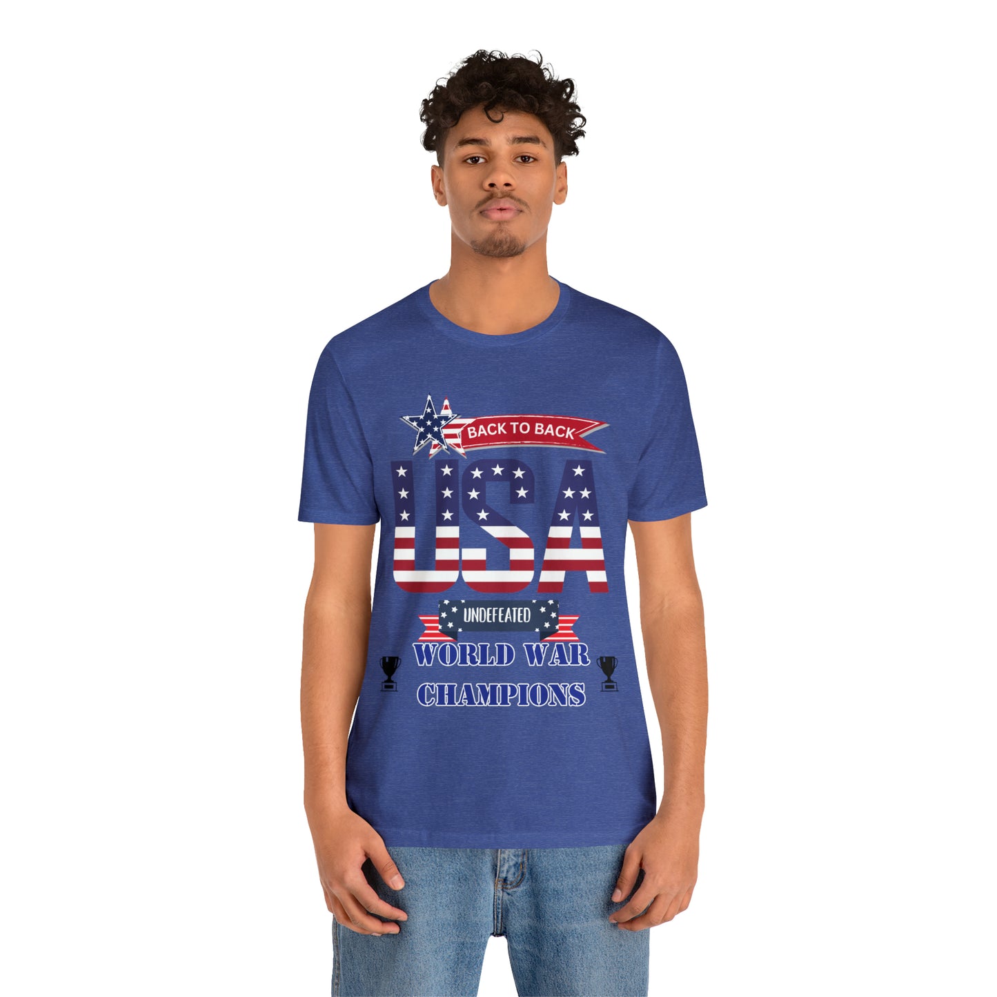 Back to Back World War Champions USA One Sided Unisex Jersey Short Sleeve Tee (Printed on front)