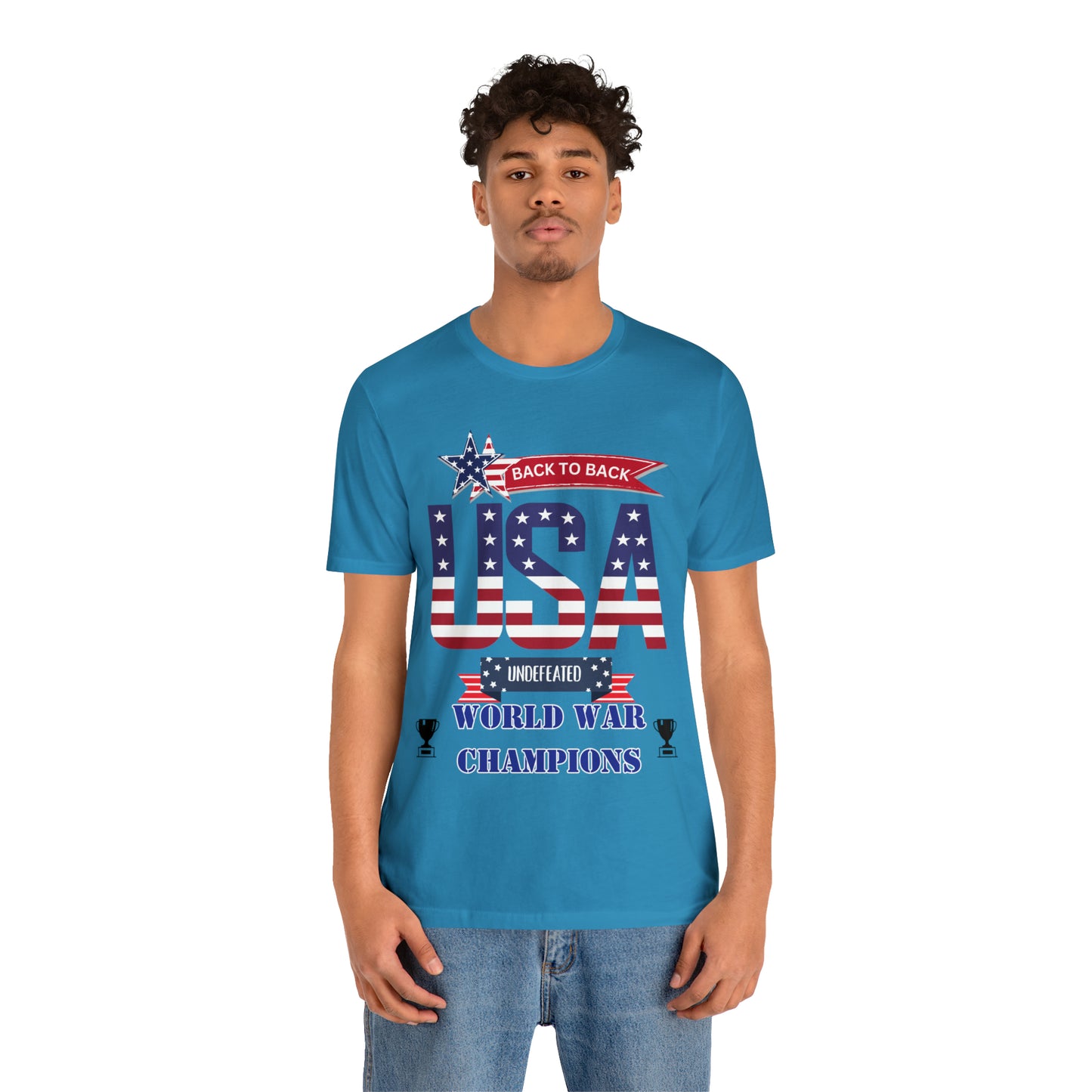 Back to Back World War Champions USA One Sided Unisex Jersey Short Sleeve Tee (Printed on front)