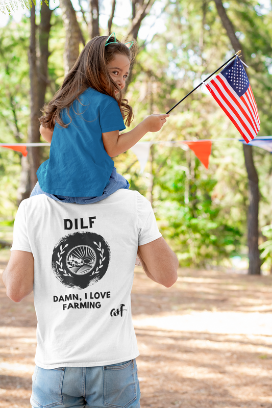 "DILF Farming" Two Sided Unisex Jersey Short Sleeve Tee