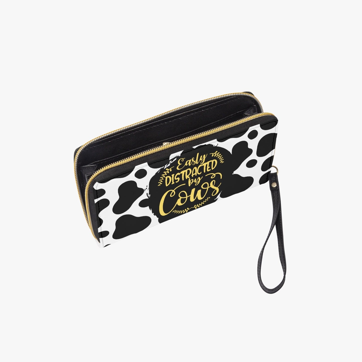 Easily Distracted by Cows Leather Wristlet Clutch Wallet