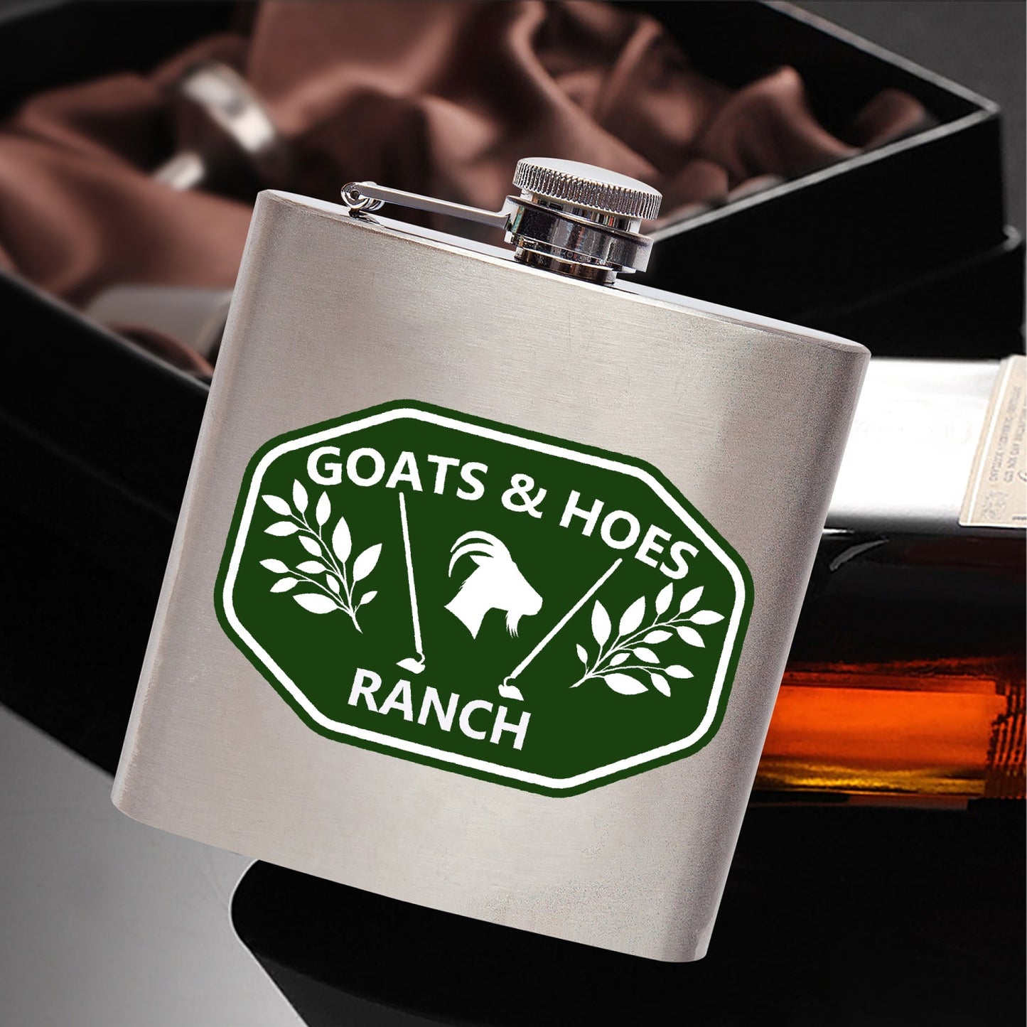 Goats and Hoes Ranch 6oz Stainless Steel Hip Flask