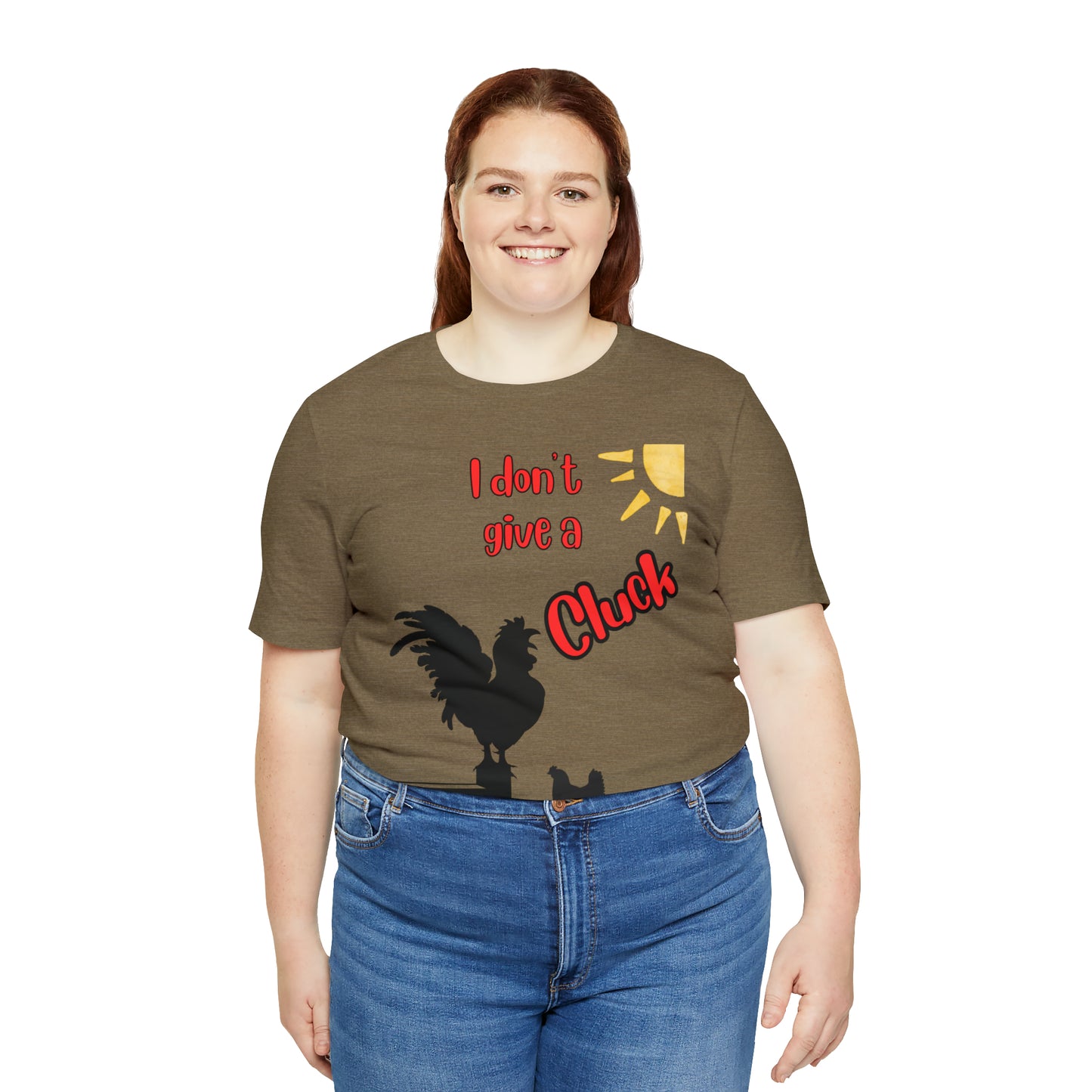 Funny Farming One Sided Unisex Jersey Short Sleeve Tee "I don't give a Cluck" Chicken (Printed on Front)