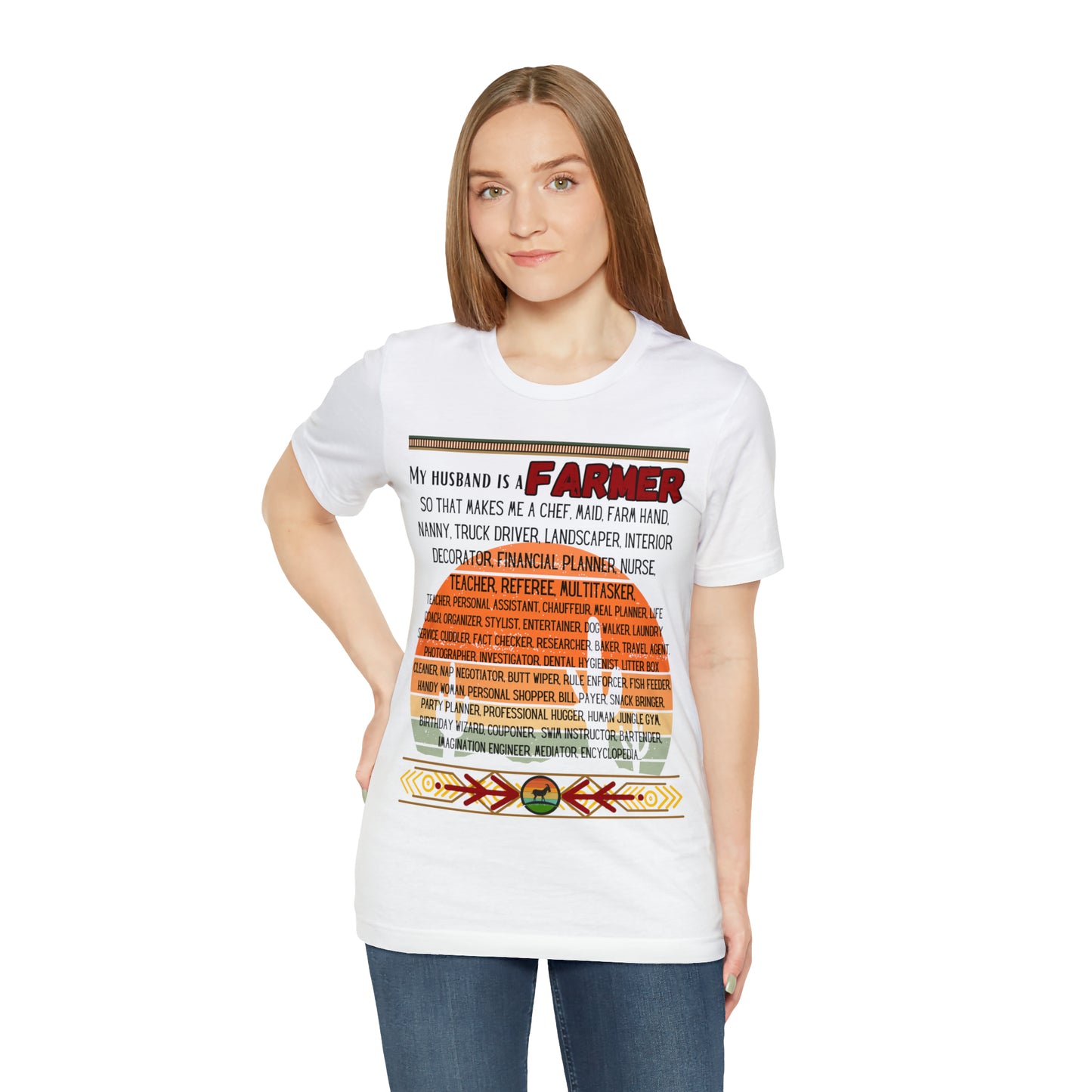 Farmer's Wife (Black Lettering) One Sided Unisex Jersey Short Sleeve Tee (Printed on Front)