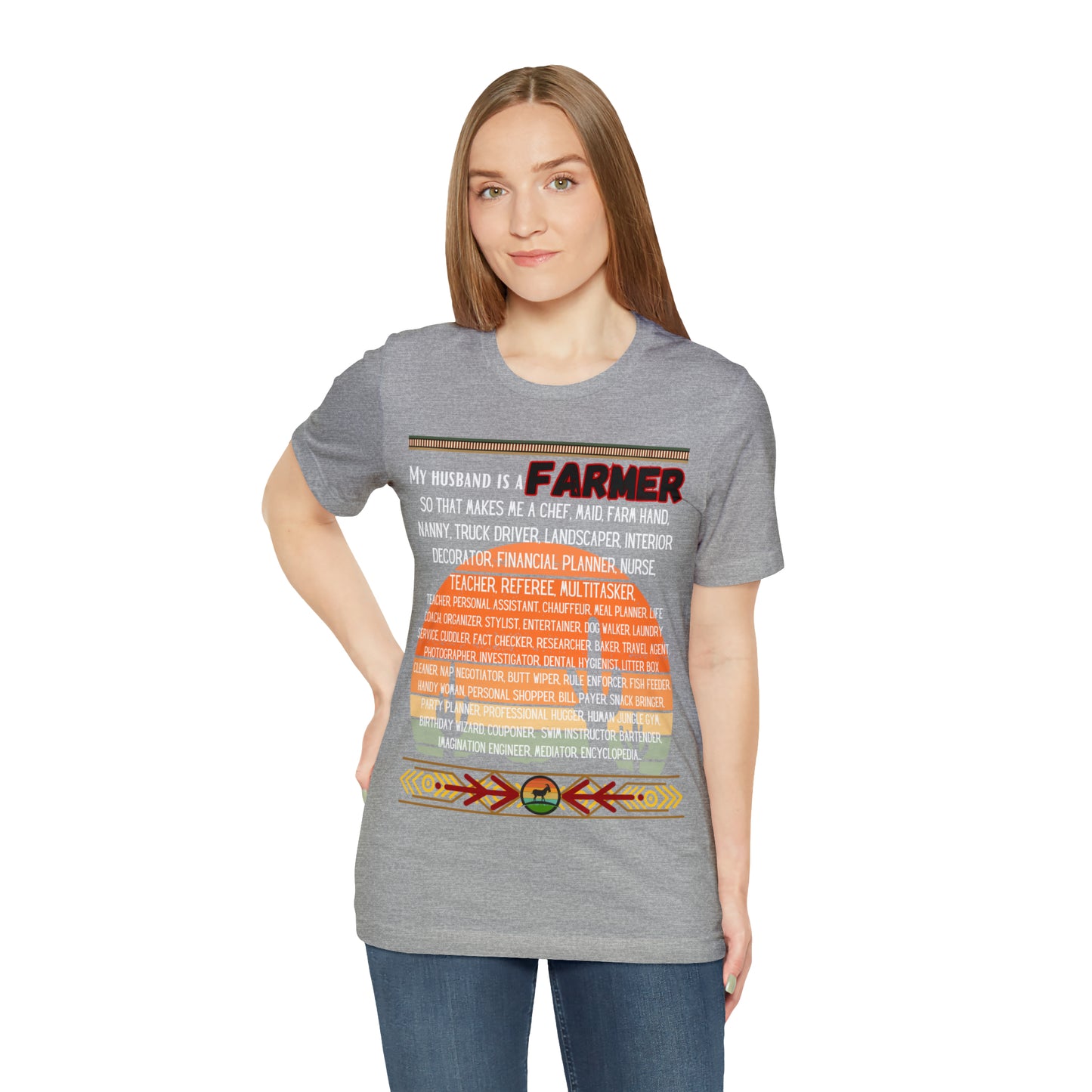 Farmer's Wife (Black Lettering) One Sided Unisex Jersey Short Sleeve Tee (Printed on Front)