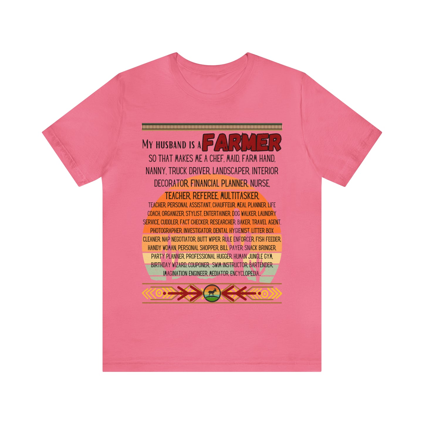 Farmer's Wife (Black Lettering) One Sided Unisex Jersey Short Sleeve Tee (Printed on Front)