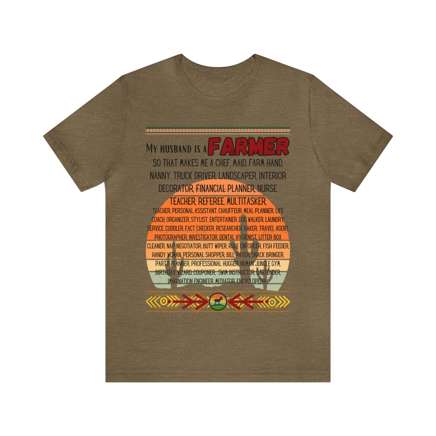 Farmer's Wife (Black Lettering) One Sided Unisex Jersey Short Sleeve Tee (Printed on Front)