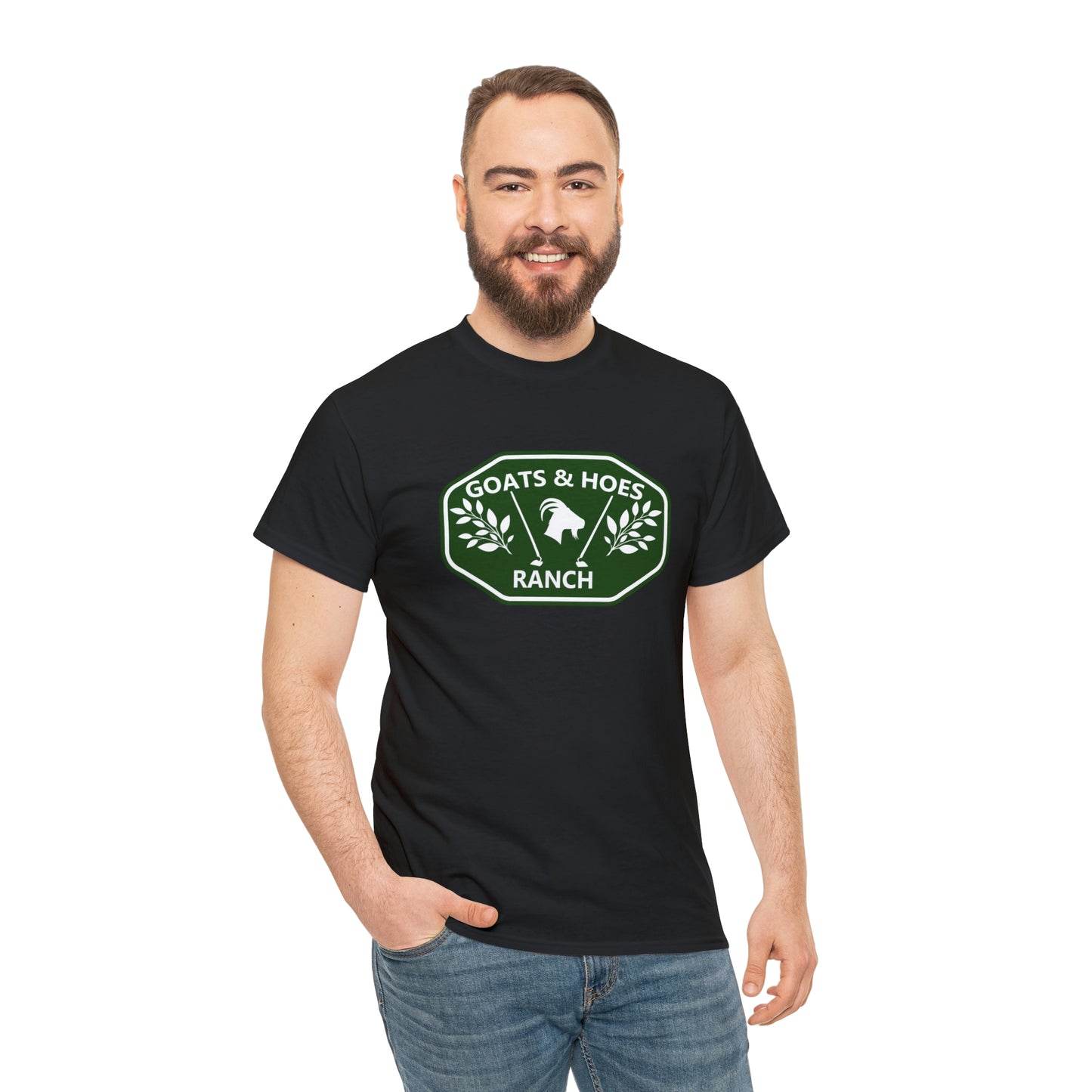 "Goats & Hoes Ranch" One Sided Unisex Heavy Cotton Tee - Printed on Front