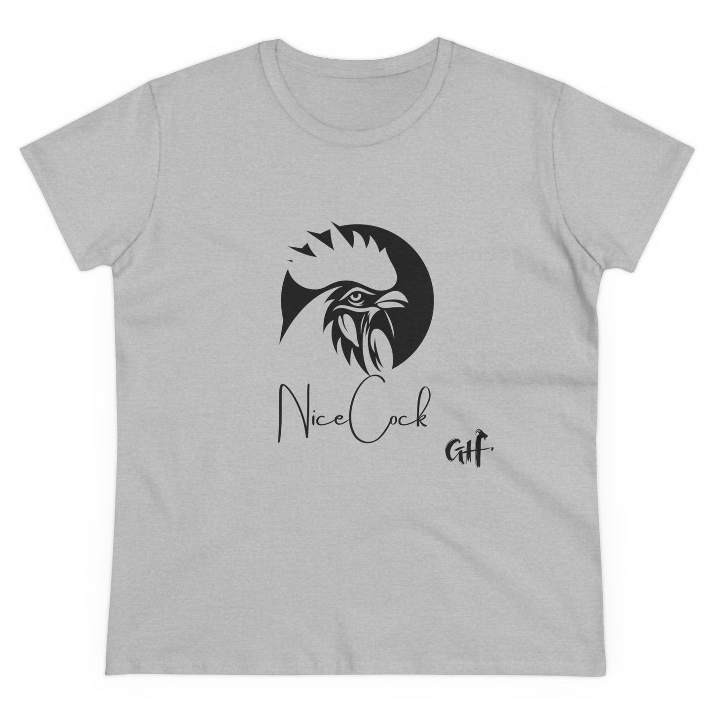 "Nice Cock" Rooster One Sided Women's Midweight Cotton Tee - Printed on Front