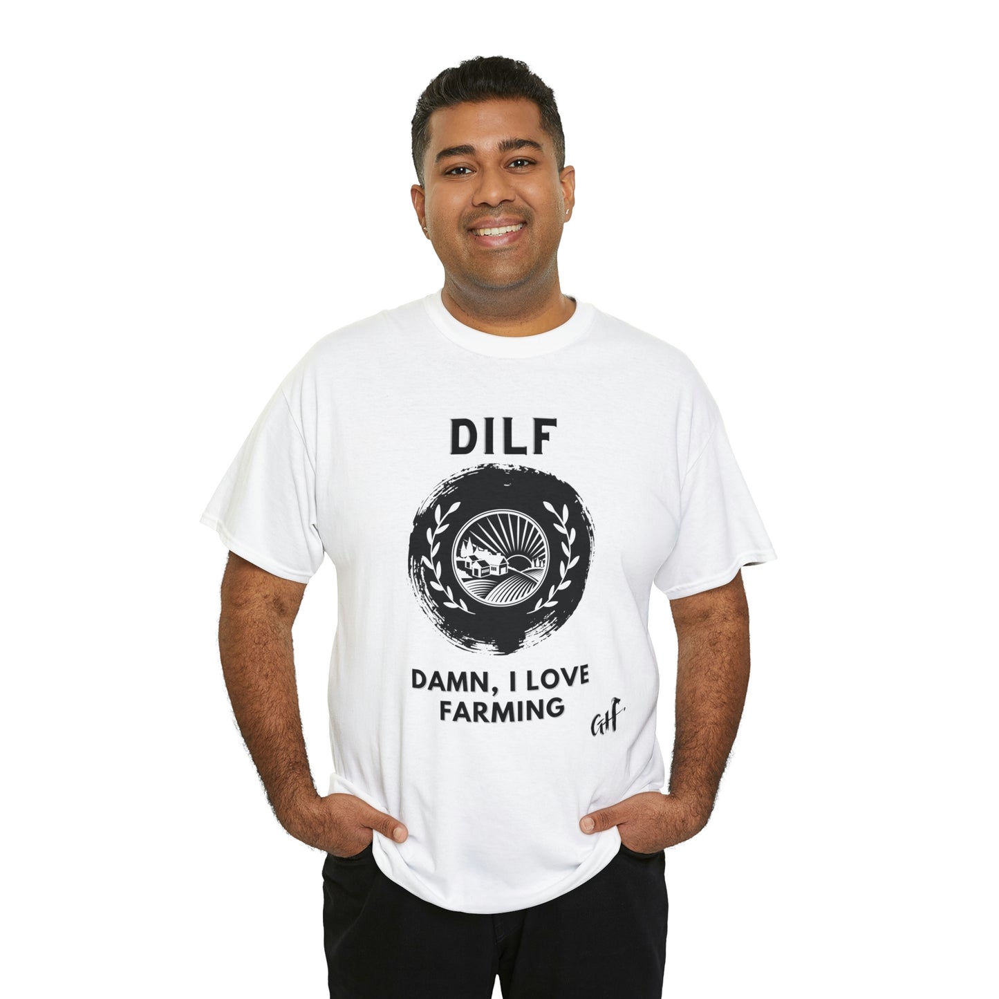 "DILF" One Sided Unisex Heavy Cotton Tee- Printed on Front