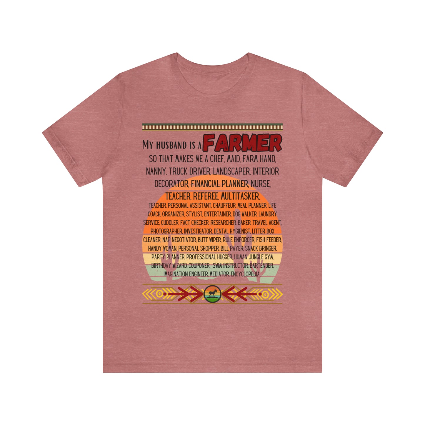 Farmer's Wife (Black Lettering) One Sided Unisex Jersey Short Sleeve Tee (Printed on Front)