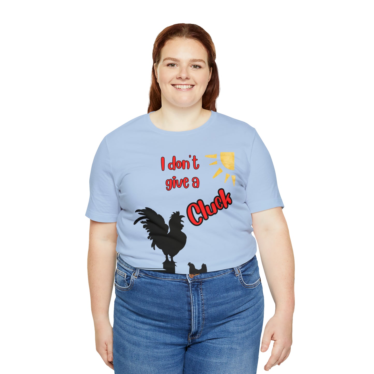 Funny Farming One Sided Unisex Jersey Short Sleeve Tee "I don't give a Cluck" Chicken (Printed on Front)