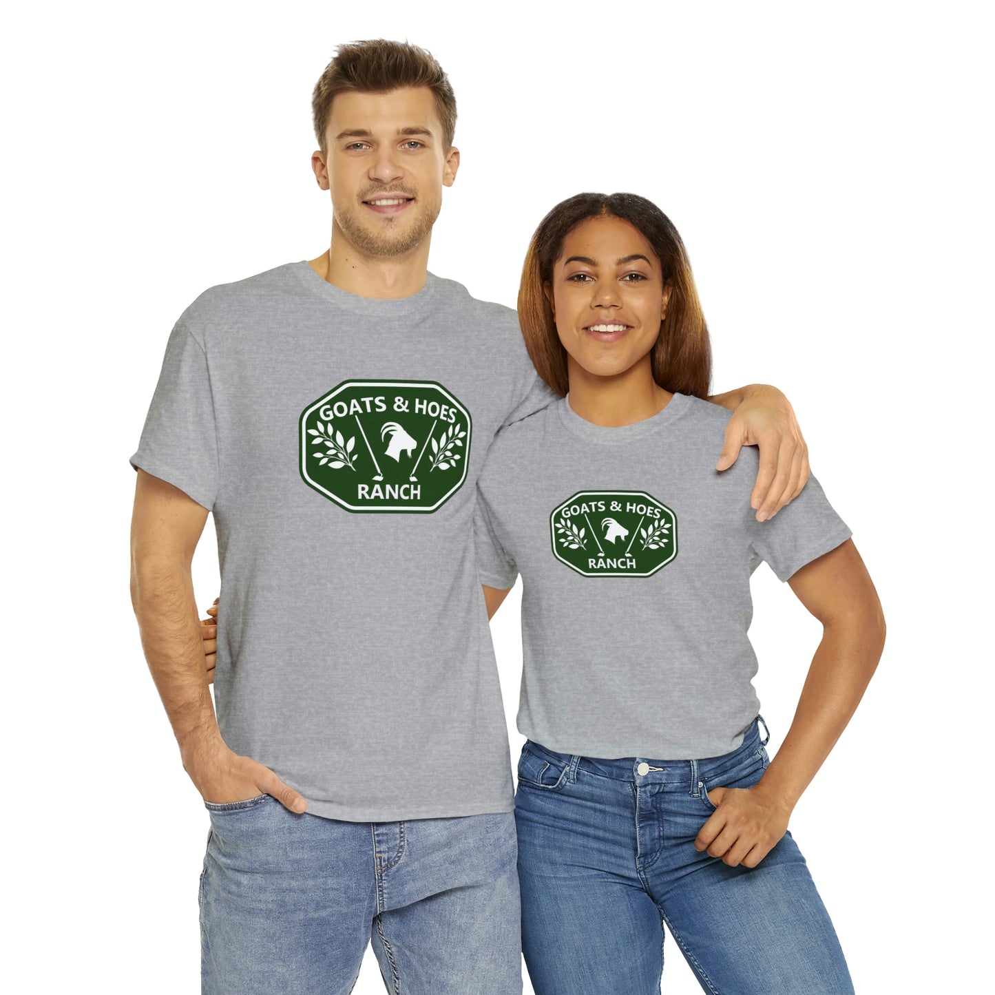 "Goats & Hoes Ranch" One Sided Unisex Heavy Cotton Tee - Printed on Front