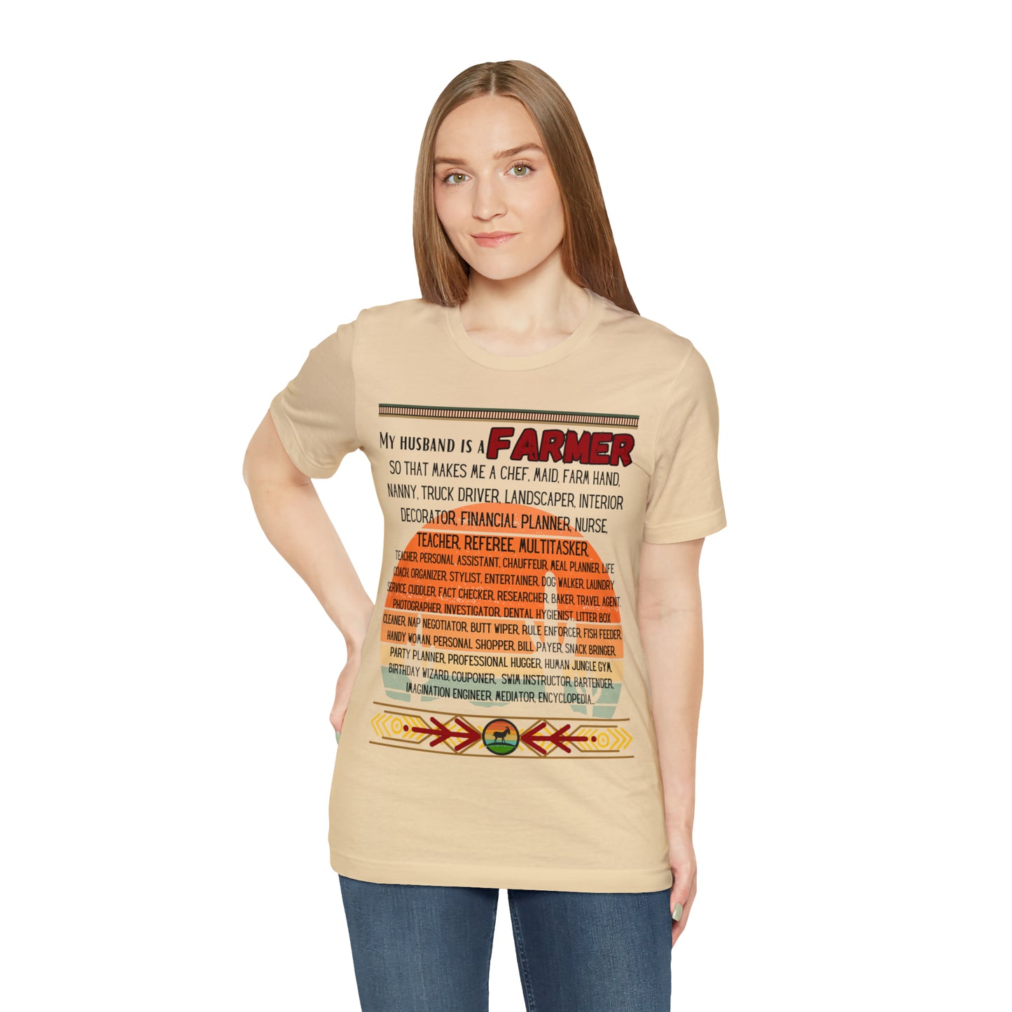 Farmer's Wife (Black Lettering) One Sided Unisex Jersey Short Sleeve Tee (Printed on Front)