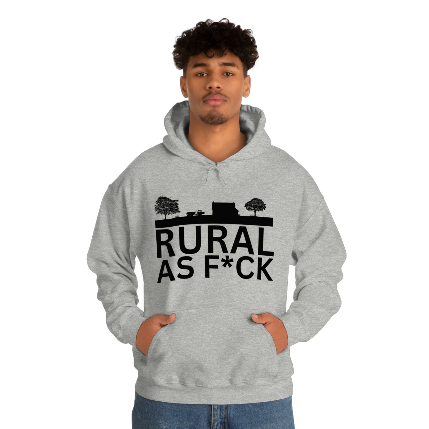 Funny Farming Hoodie Unisex Heavy Blend™ Hooded Sweatshirt Rural AF (Printed on Front)