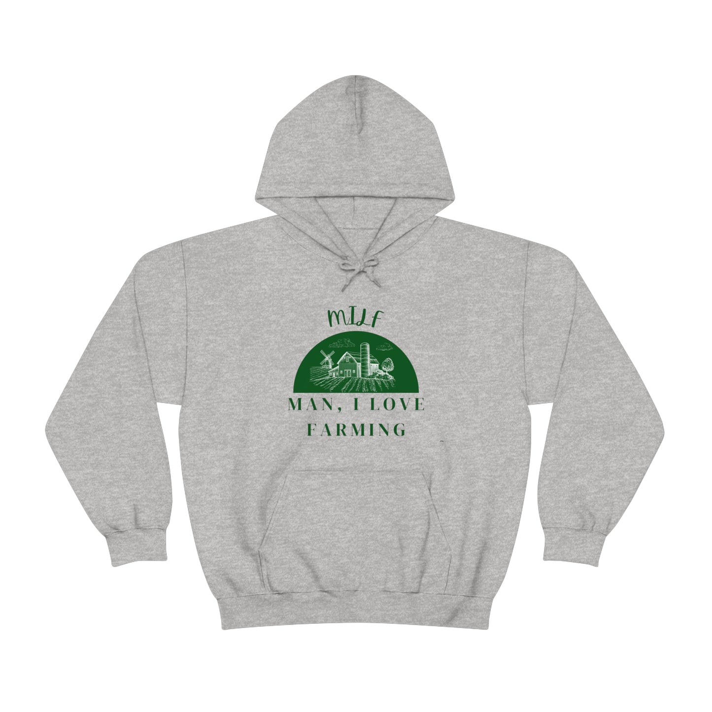 MILF Man, I Love Farming Unisex Heavy Blend™ Hooded Sweatshirt (Printed on front)