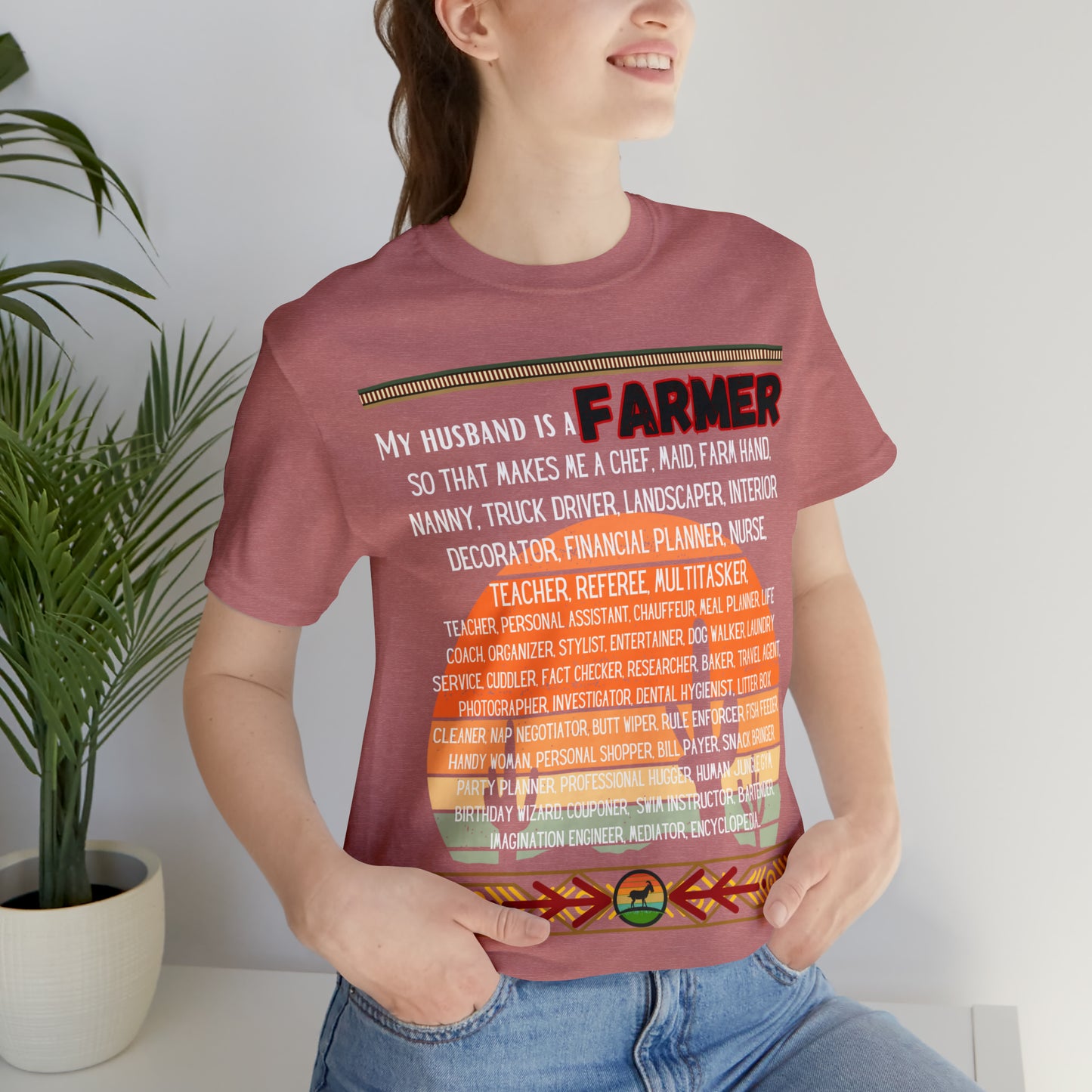 Farmer's Wife (Black Lettering) One Sided Unisex Jersey Short Sleeve Tee (Printed on Front)