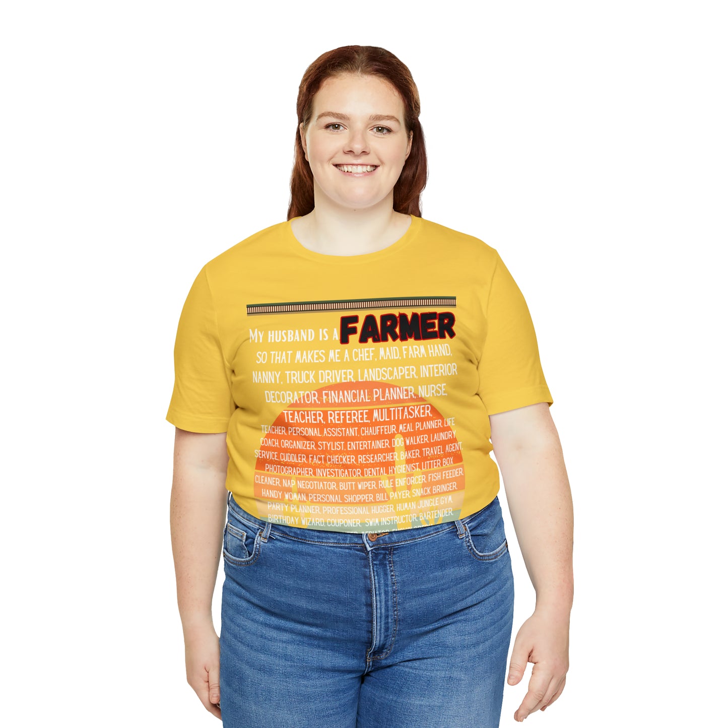 Farmer's Wife (Black Lettering) One Sided Unisex Jersey Short Sleeve Tee (Printed on Front)