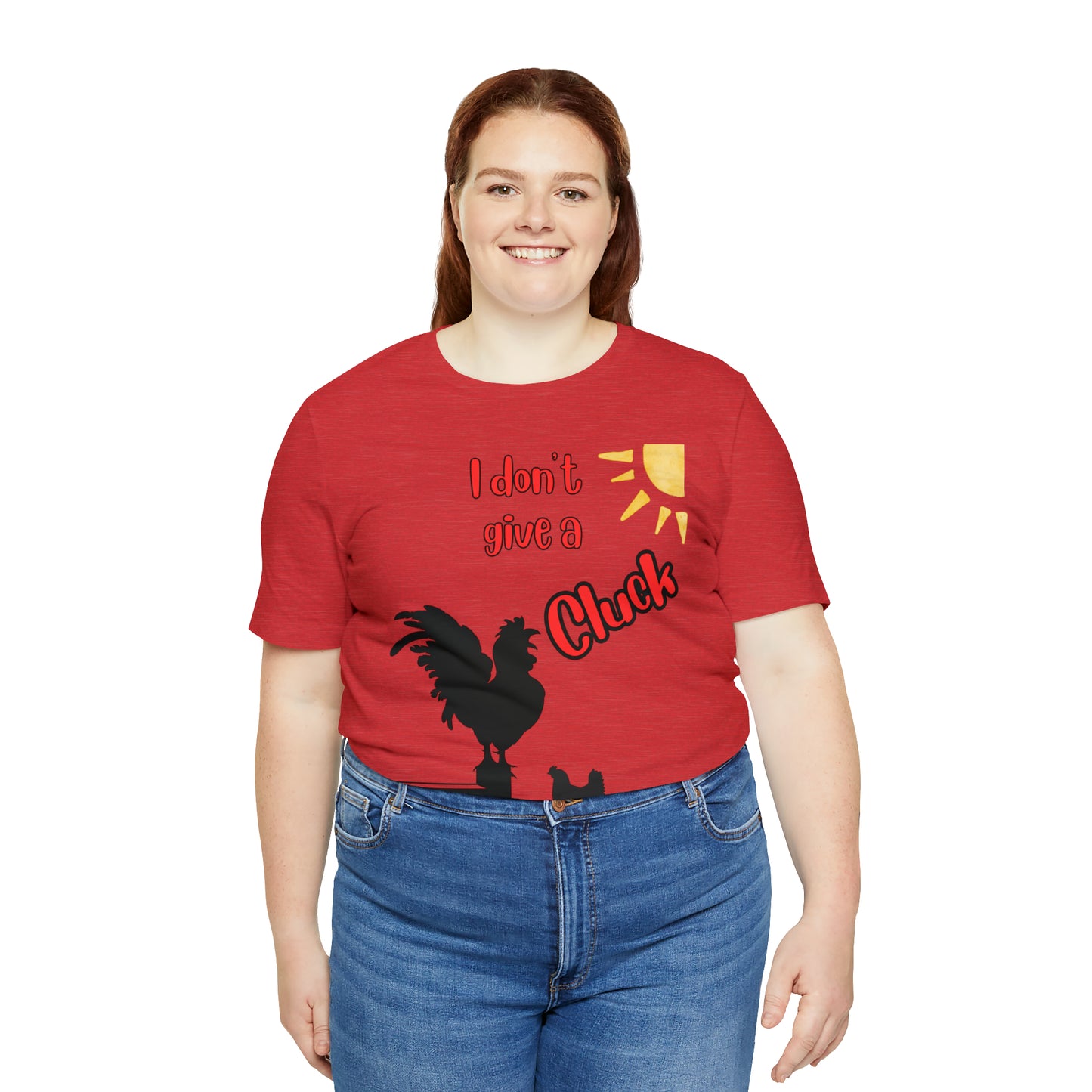 Funny Farming One Sided Unisex Jersey Short Sleeve Tee "I don't give a Cluck" Chicken (Printed on Front)